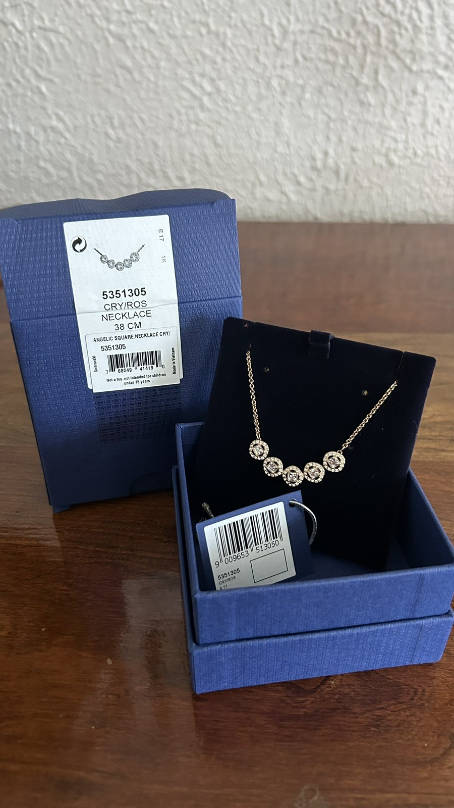 Swarovski Angelic necklace Square cut, White, Rose gold-tone plated