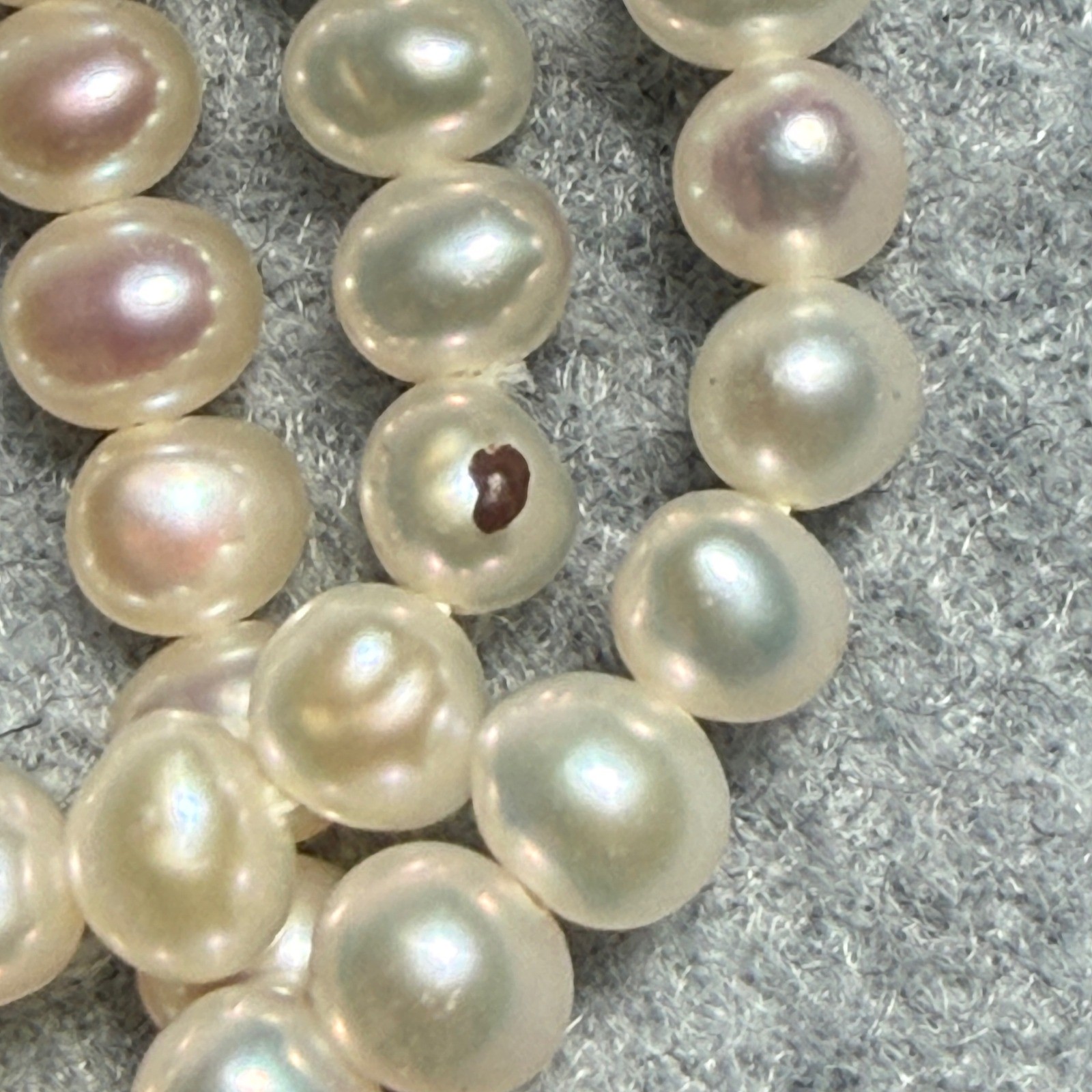 Multi Strand Freshwater Pearl Necklace Toggle 14K Gold Clasp Cream 5 Row 19in