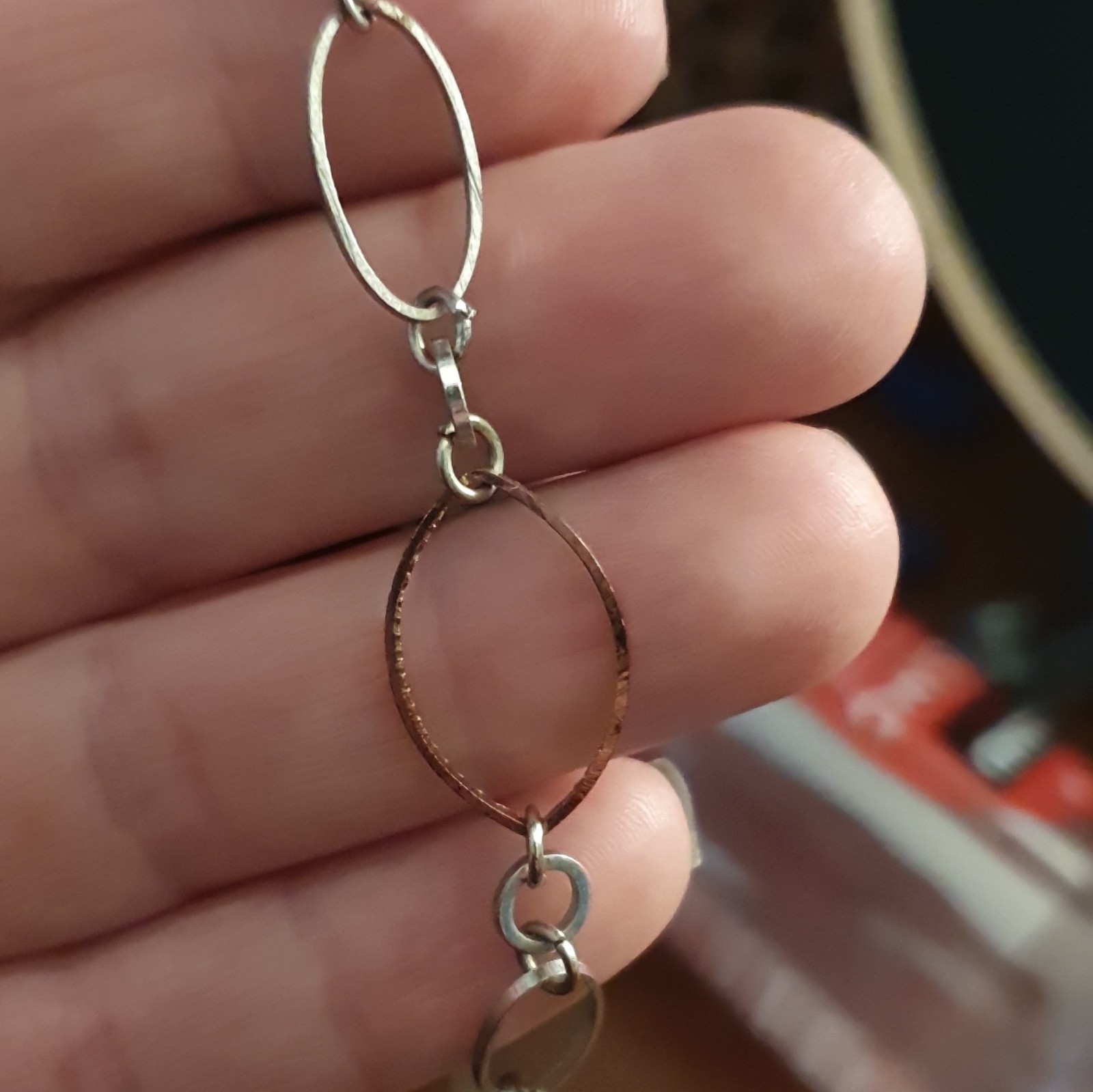 Two-Tone Silver/Gold Tone Metal Oval Link Chain Necklace, 18in Lobster, No Stone