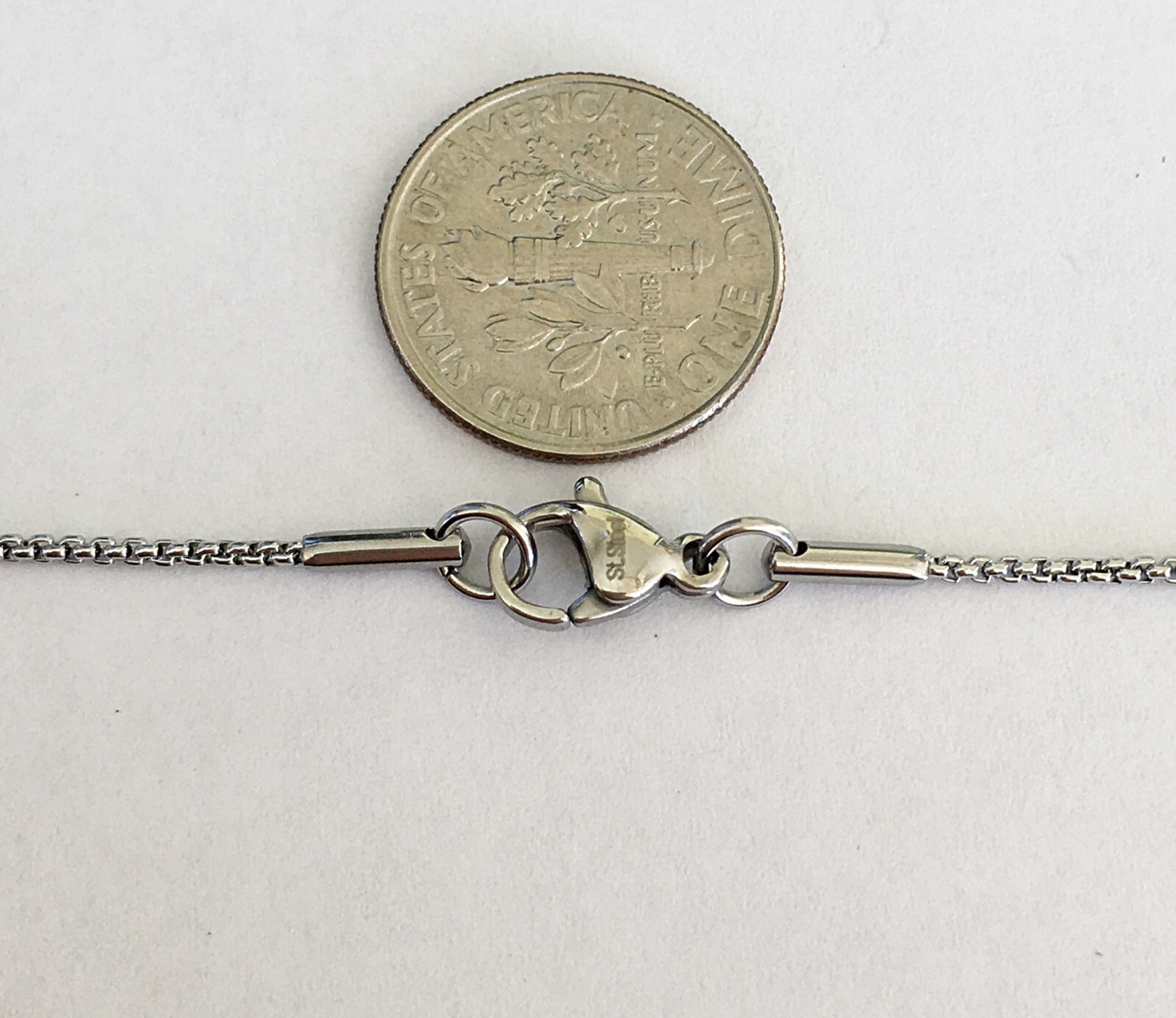 Stainless Steel 1.1mm Round Box Chain 316L size choice 16, 18, 20, 22, 24″