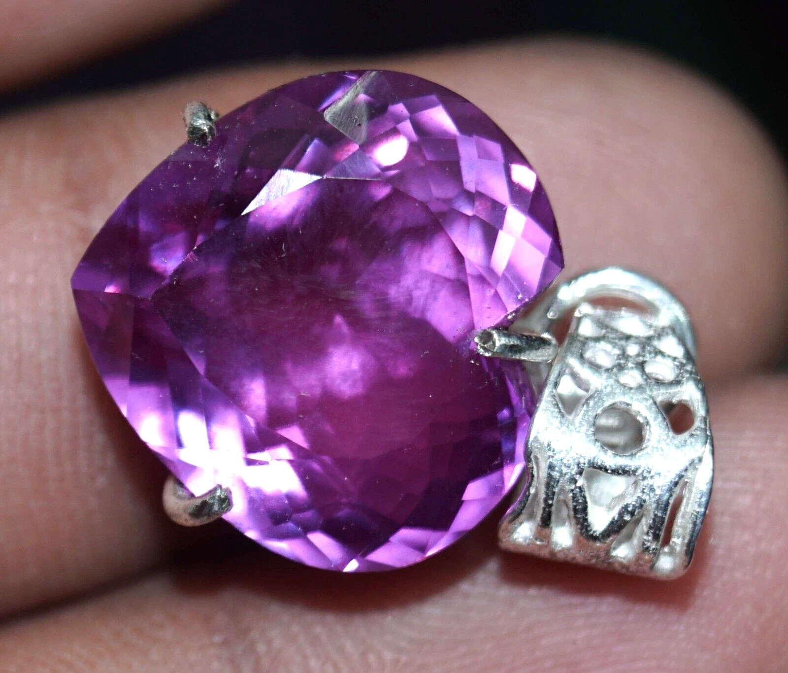 32 Ct Color Change Heart Cut Alexandrite Certified Gemstone Pendant 925 Silver