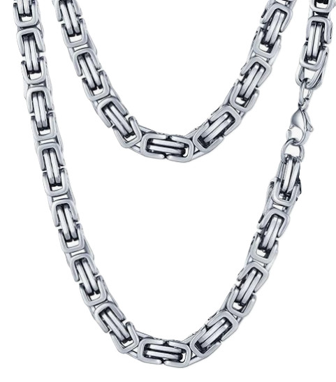 Byzantine Chain Necklace Stainless Steel 4mm / 5mm / 6mm / 7mm / 8mm / 10mm