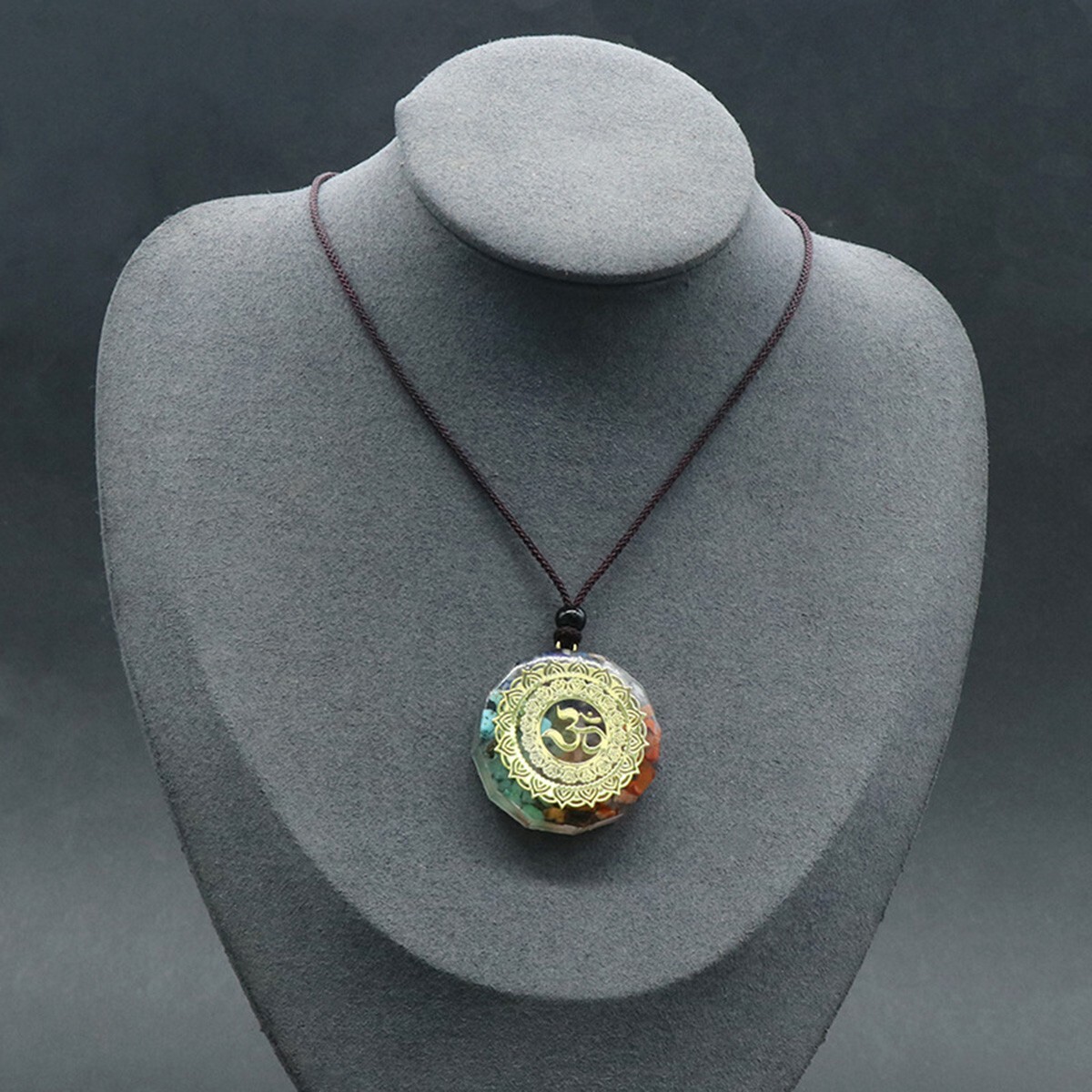 7 Chakra Necklace with Magnetic Energy Talisman – Natural Crystal Resin Pendant