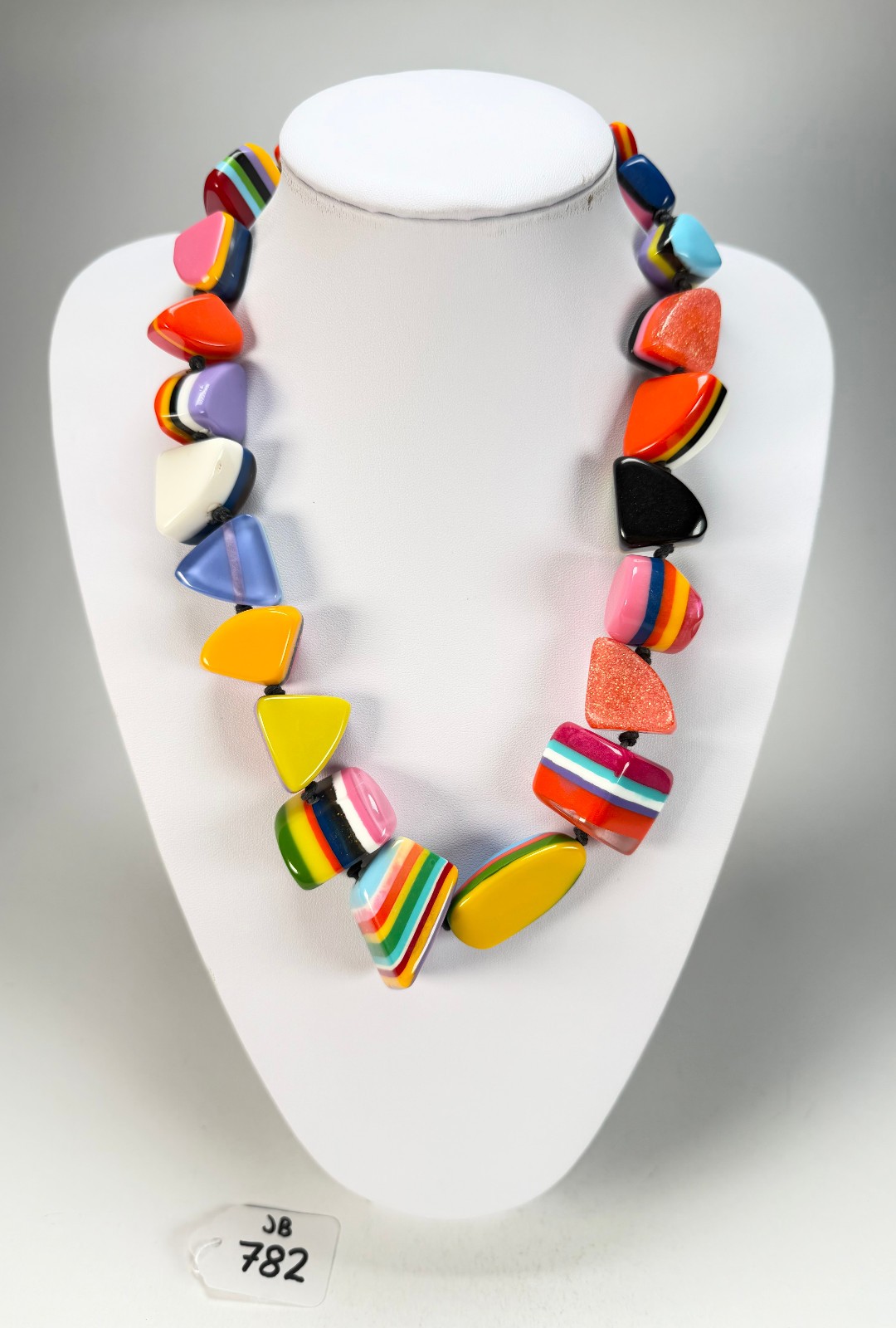 Jackie Brazil “Natural” Pop Art Large Stones 55cm Resin Necklace ( N0378 )