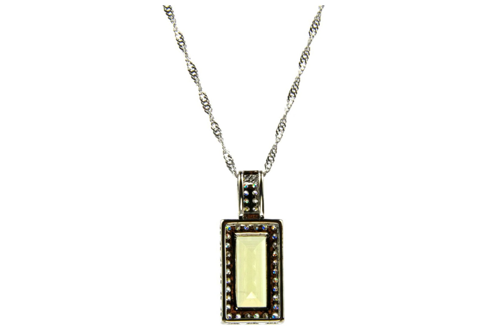 Gold Coast Women’s 14k White Gold Plated Lemon Quartz Pendant & 21″ Necklace Set