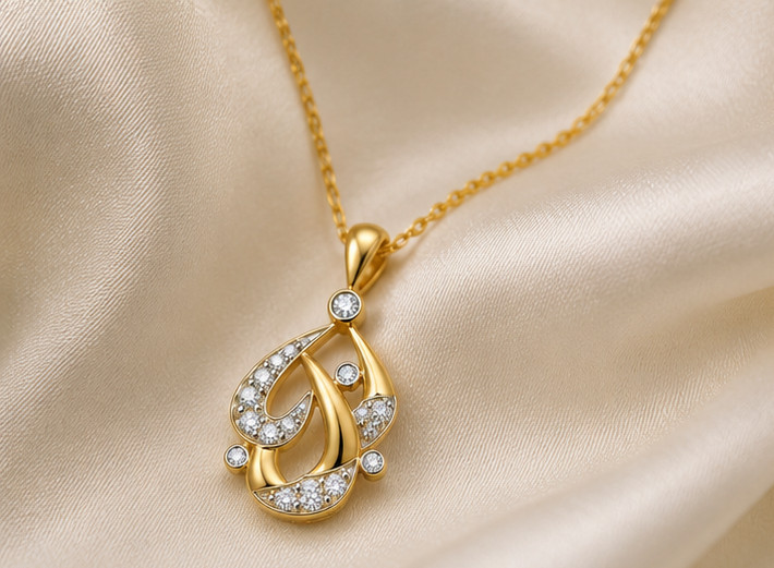 1.00Ct Round Cut Moissanite VVS1 Women Pendant Necklace 14K Yellow Gold Plated