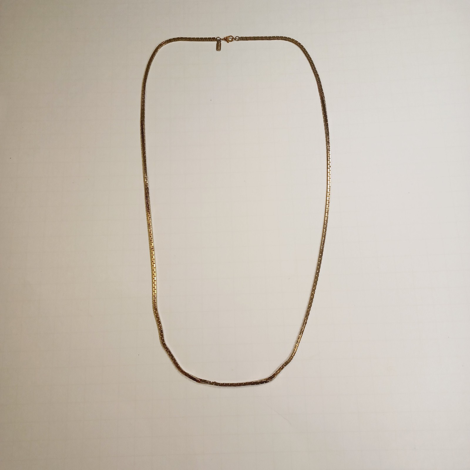 Vintage Monet Gold Tone Venetian Box Chain Necklace Long 31″