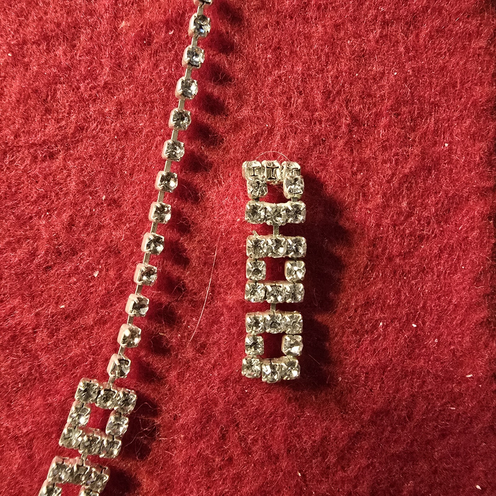 Rhinestone Choker 12 To 16 10K GF Bezel Prong Set Matching Pierced-Earrings