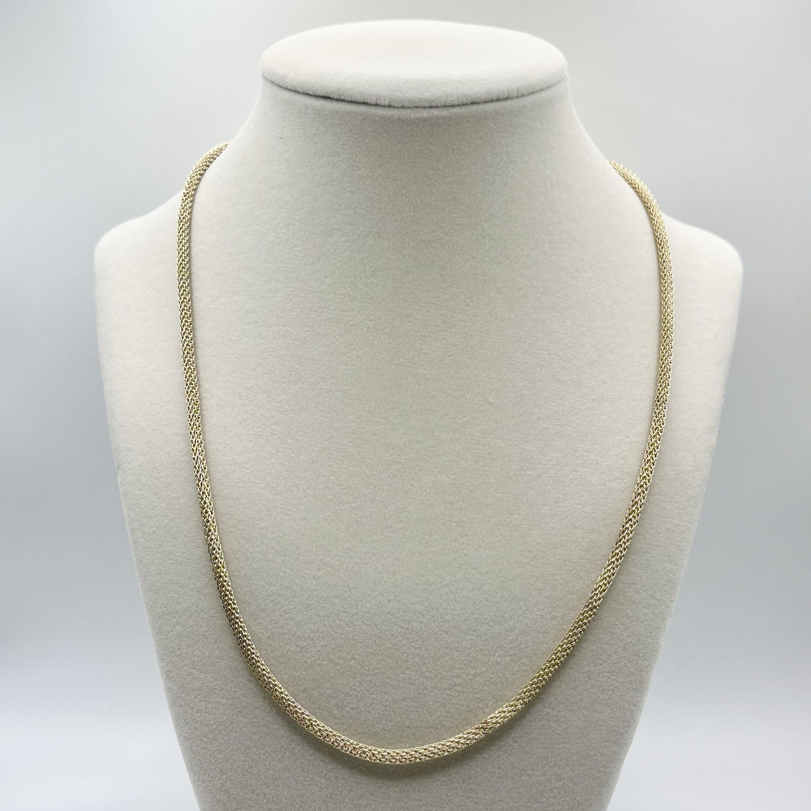 Vintage Gold Tone Mesh Chain Necklace Signed RMN Roman 18-22”