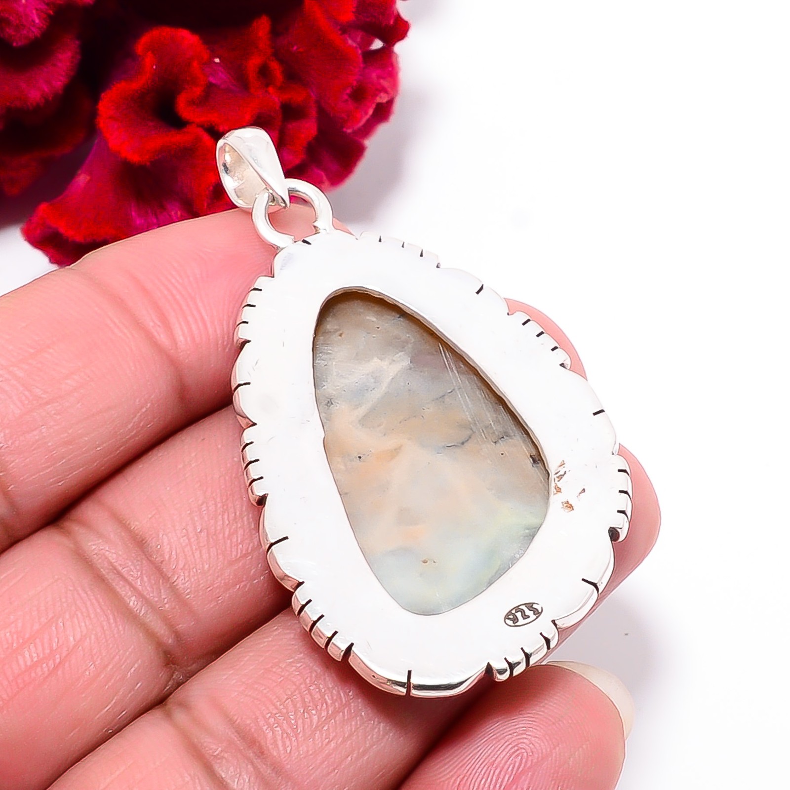 Aqua Chrysoprase – Australia Gemstone 925 Sterling Silver Pendant 2.26″ P102128