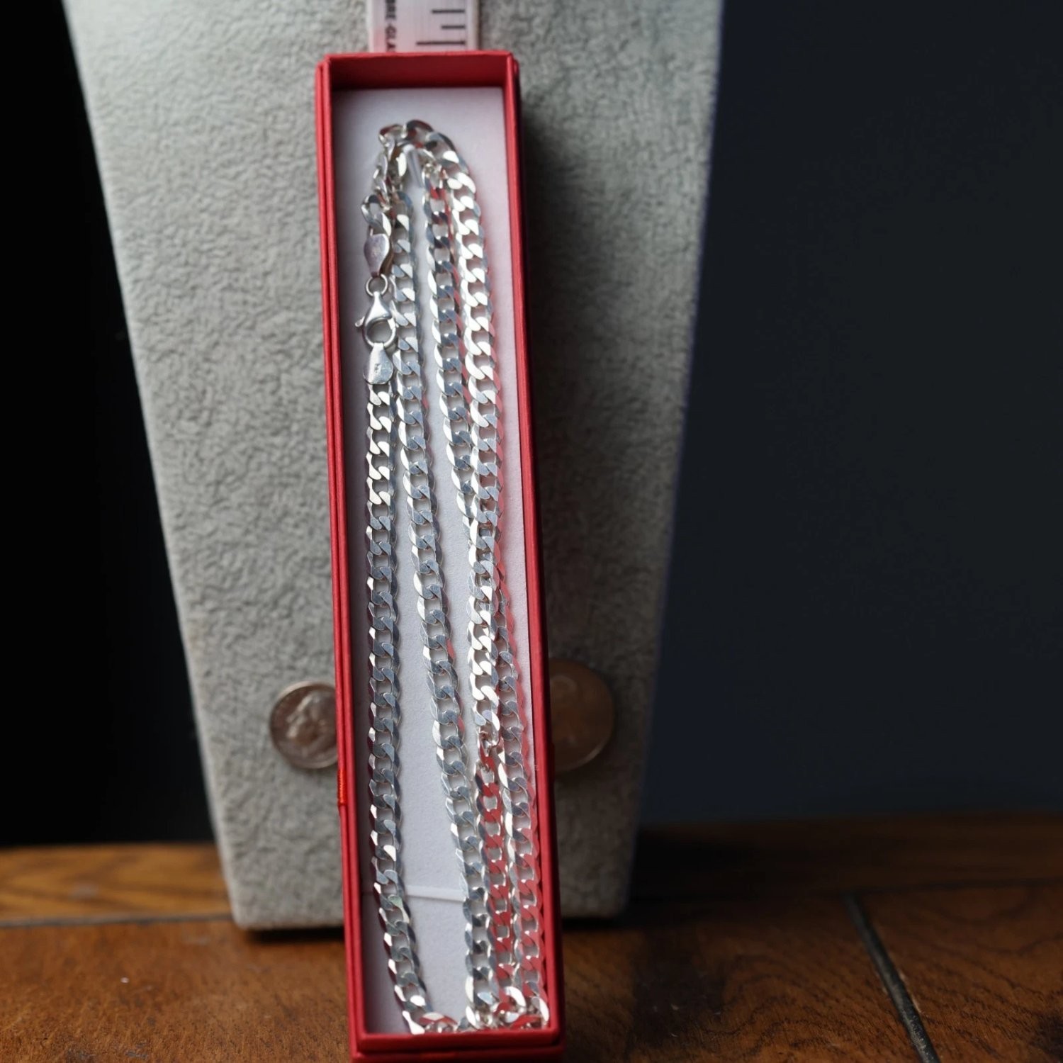 Sterling Silver 6mm Curb Chain Necklace 20 Inch 925 Italy Flat Link 36g Boxed
