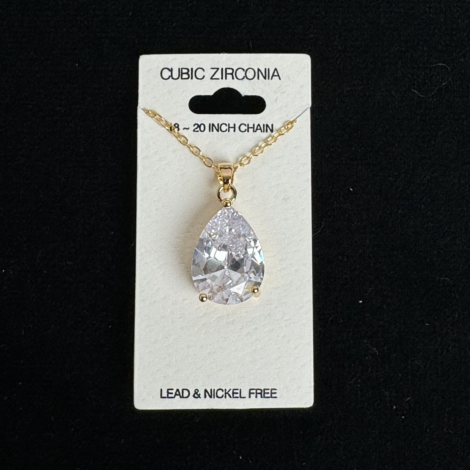14K Gold Plated Cubic Zirconia Necklace 18-20″ Fashion Jewelry Grade AAAAA New