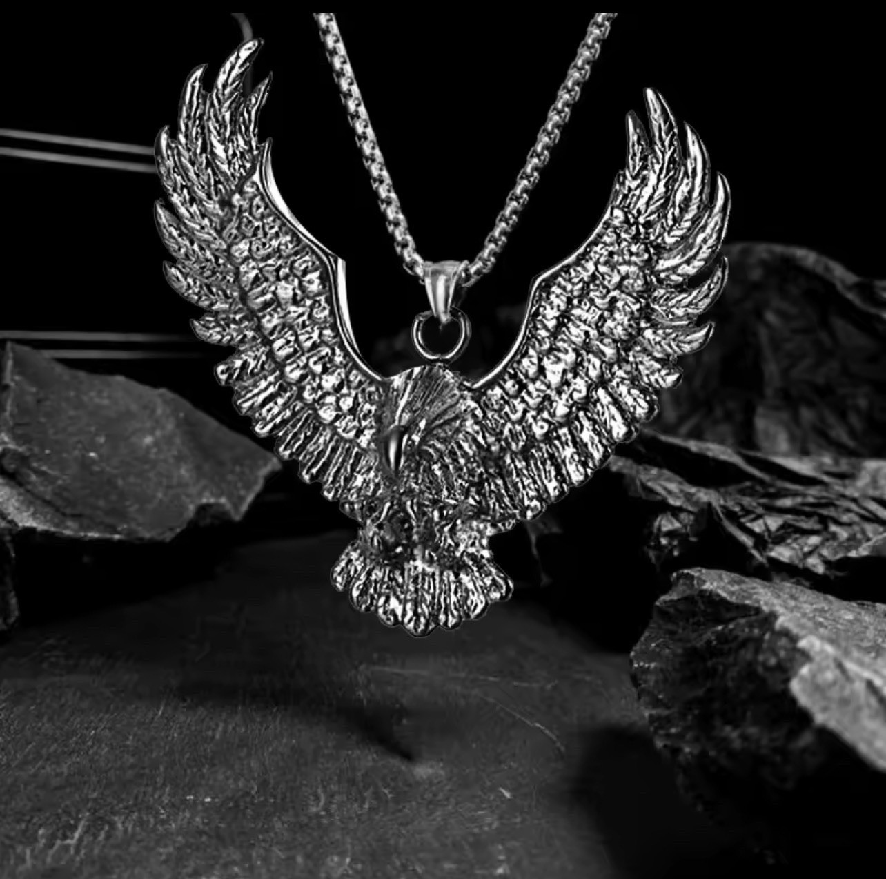 Stainless steel eagle pendant necklace for men and women, Viking style, 60 cm