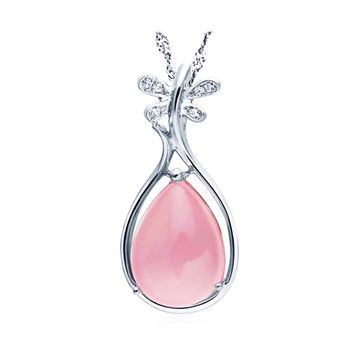 Crystal Pendant Necklace 14k White Gold Plated Stone Butterfly Women Jewelry