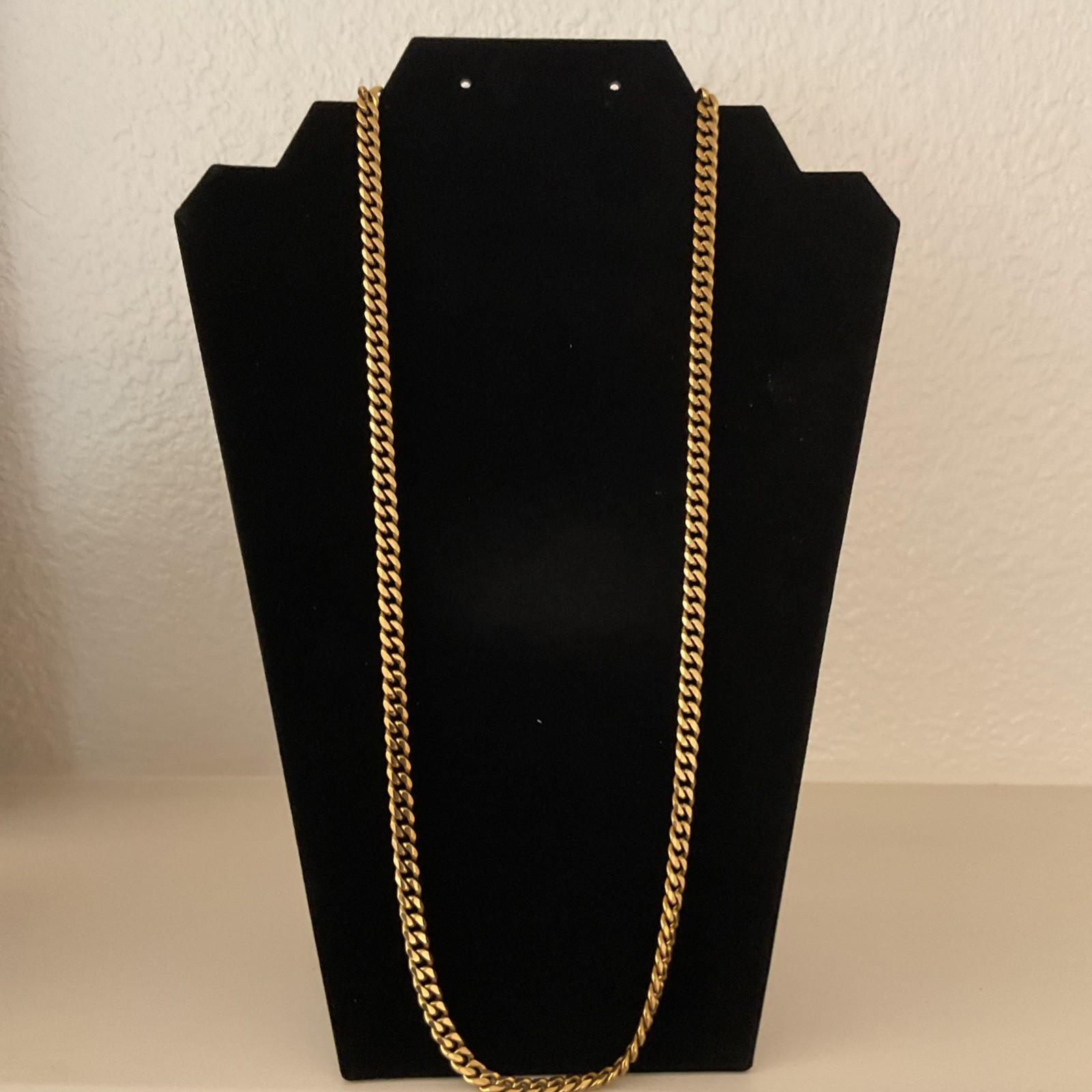 Gold Plated Chain Necklace – 3.8 mm Thick & 26 inch Long Cuban Adjustable Length