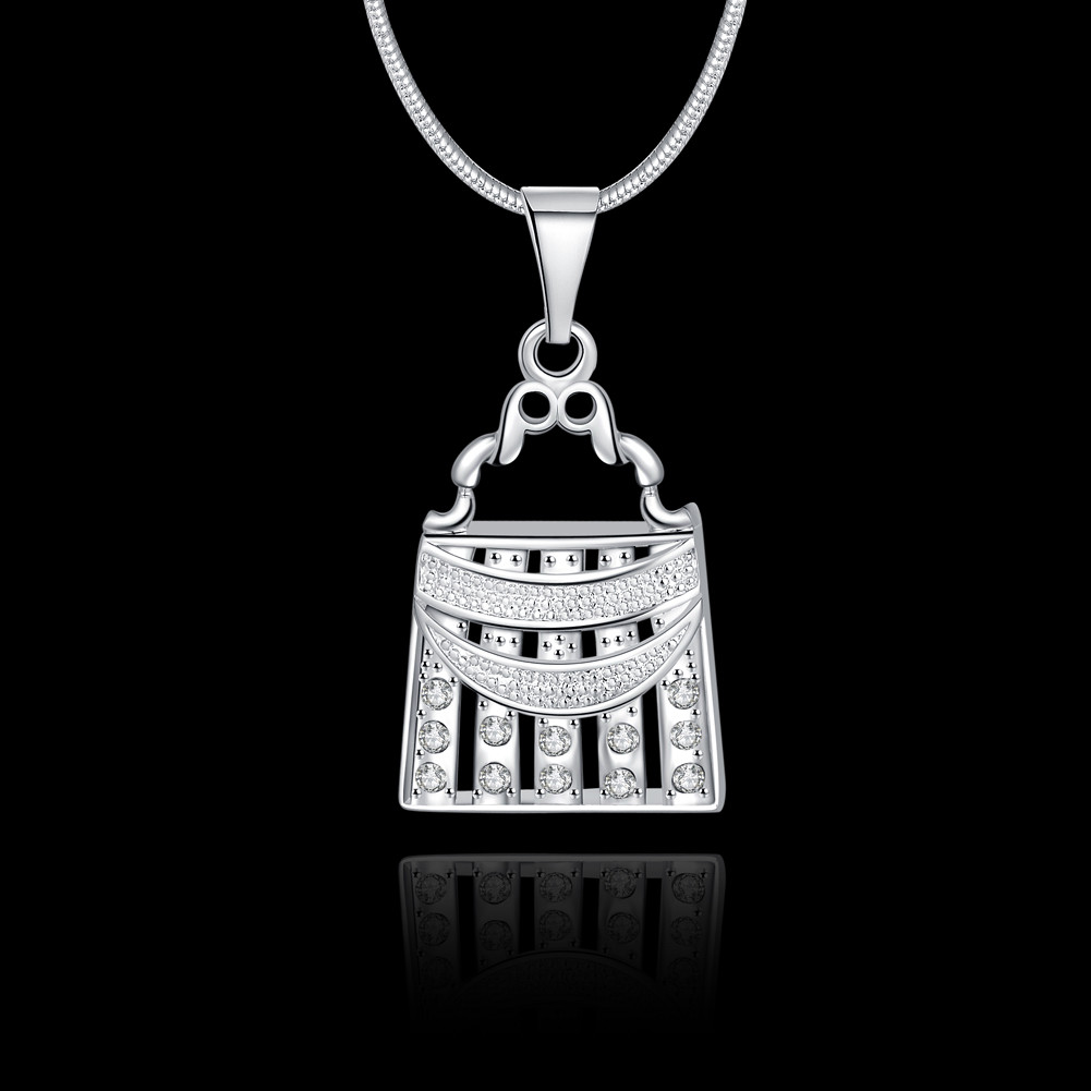 Elegant 925 Sterling Silver Filled Filigree Lock CZ Pendant Necklace N-A601 Gift