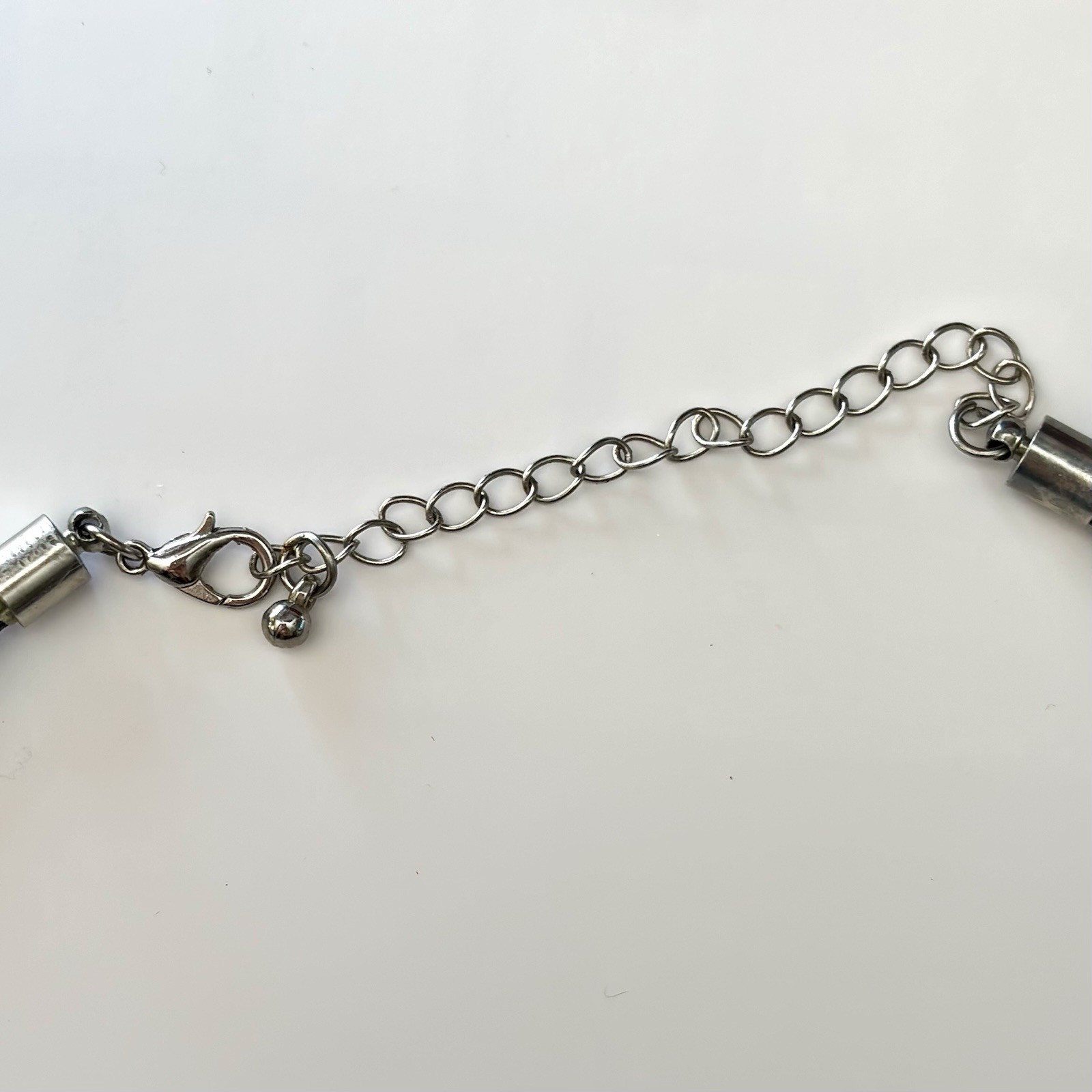 Choker Necklace Adjustable Multi Strand Black Cord Engraved Silver Toned Accent