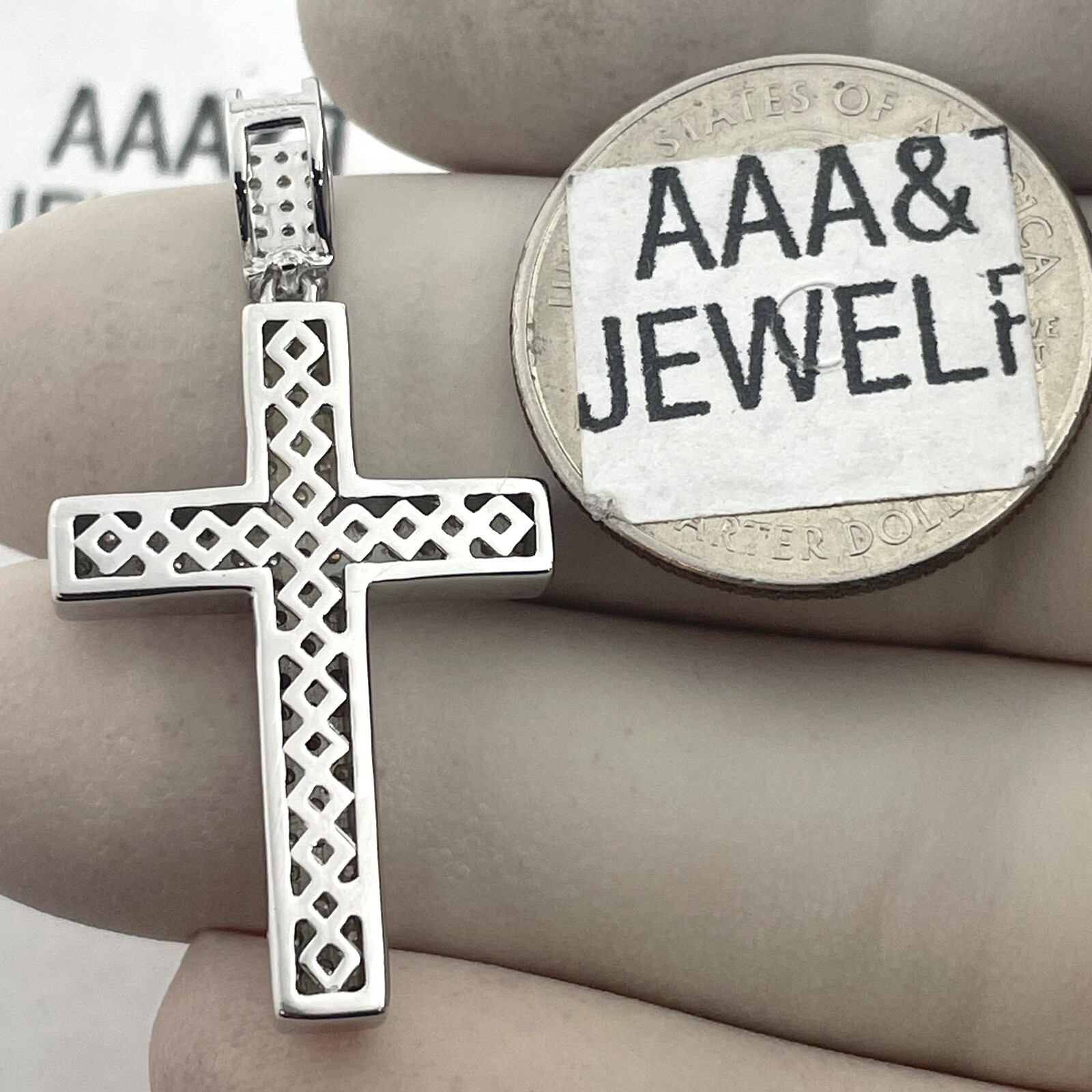 925 Solid Sterling Silver Cubic Zirconia Cross Pendant