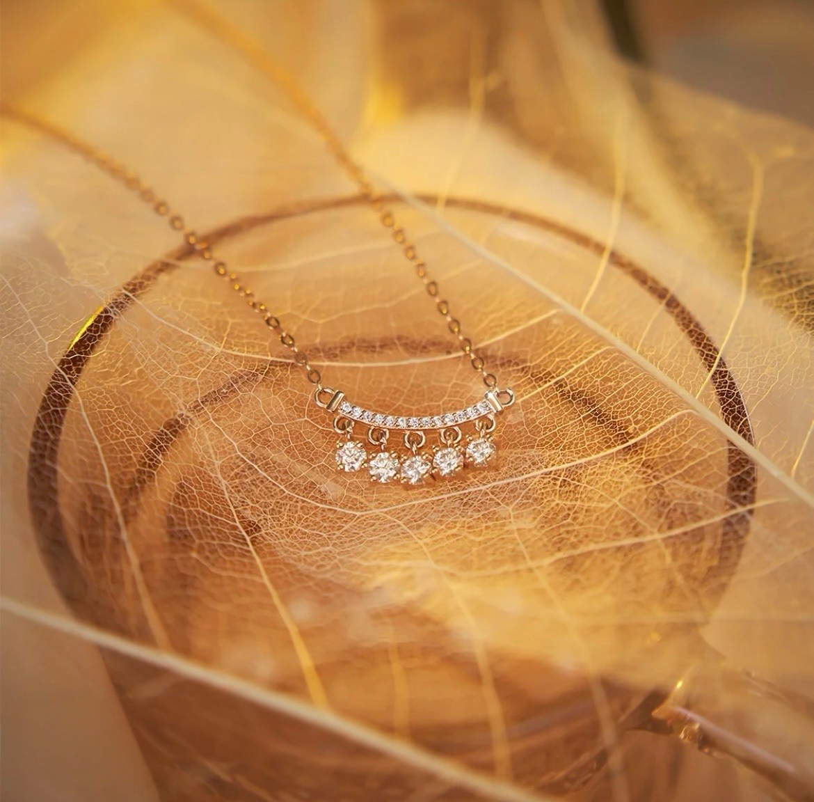 Gold Plated Metal Pendant Necklace White/Colorless Round Crystal Cable Chain