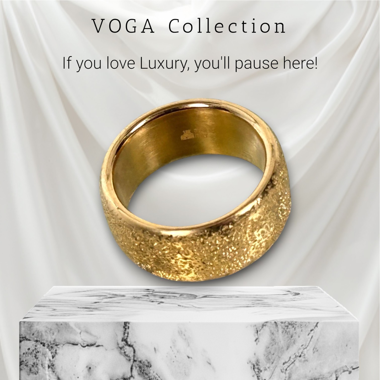 VOGA Collection (18K Gold Electroform), Pave Band Ring yellow Size: 7