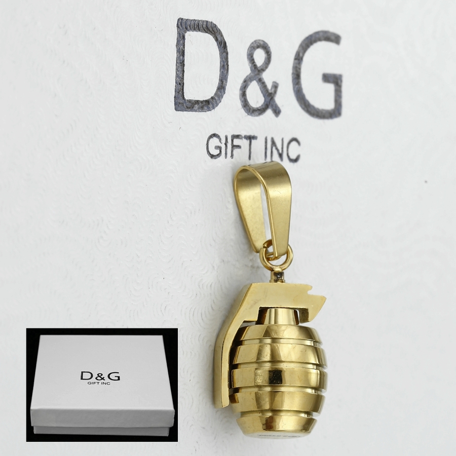 DG Men’s 32mm Grenade Mini Pendant*Stainless-Steel Gold Unisex + BOX