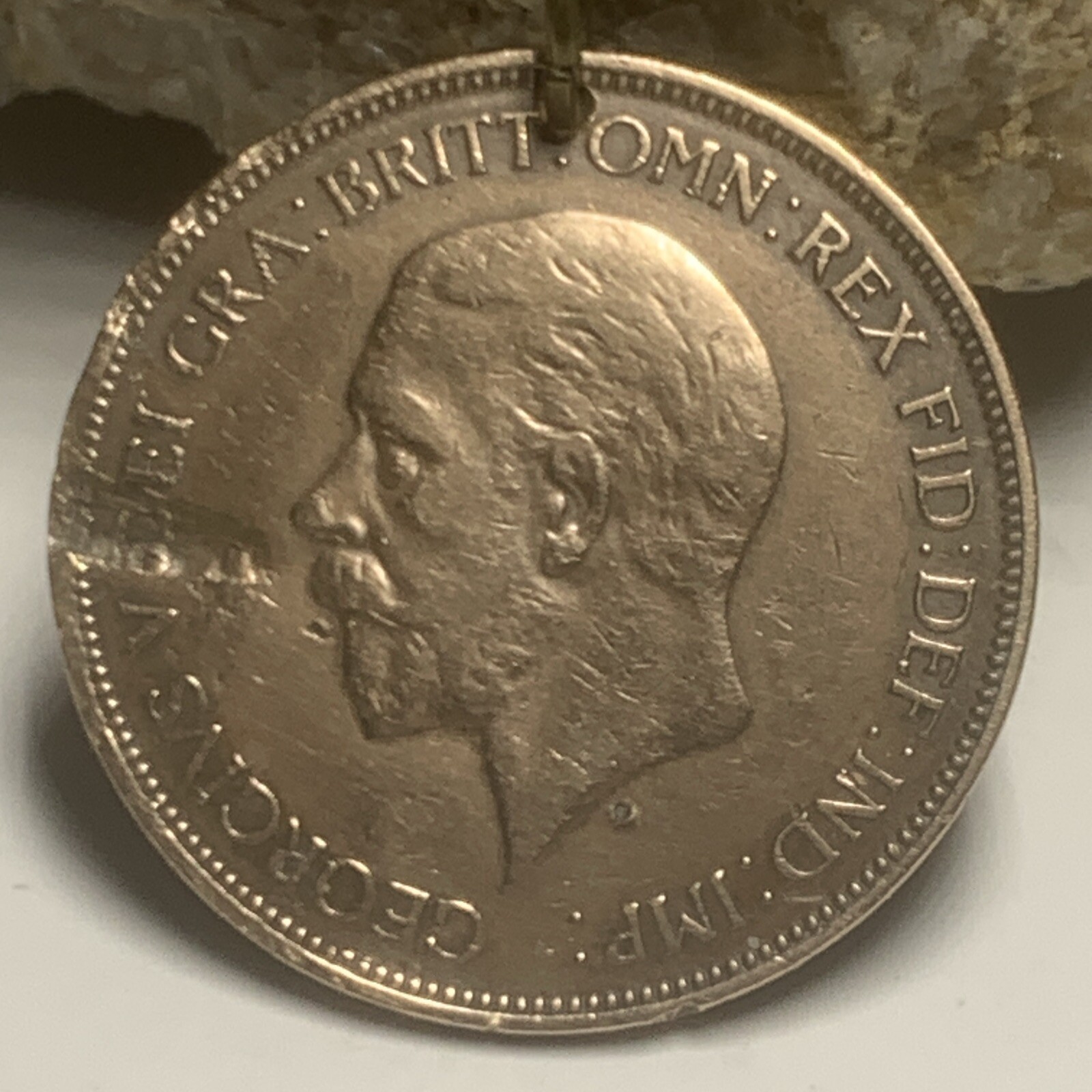 1935 UK Real Circulated Large Penny Coin Pendant. King George VI. Great Gift 🎁