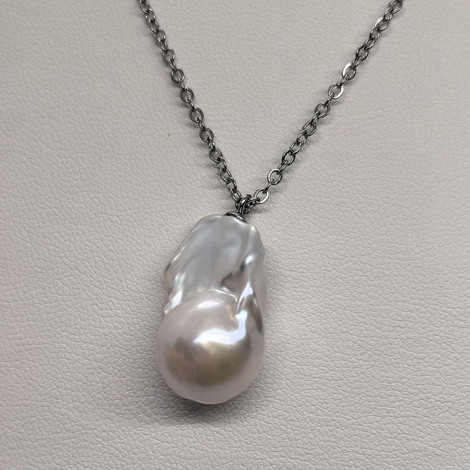 Natural 22mm Baroque Pearl Pendant Necklace Irregular Freshwater Pearl Jewelry
