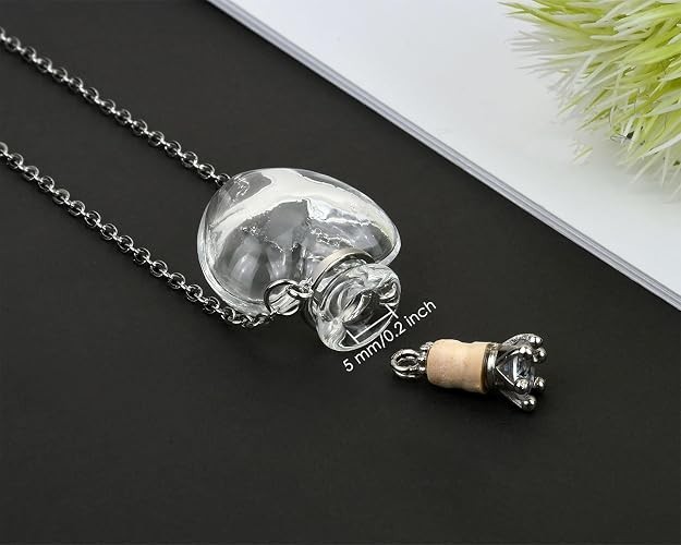 Vial Necklace Heart Shaped Perfume Bottle Pendant Blood Vial Necklace for Liquid