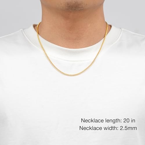 Stainless Steel Wheat Chain Necklace 2.5mm/3mm/4mm Silver Gold Jewelry for Men W
