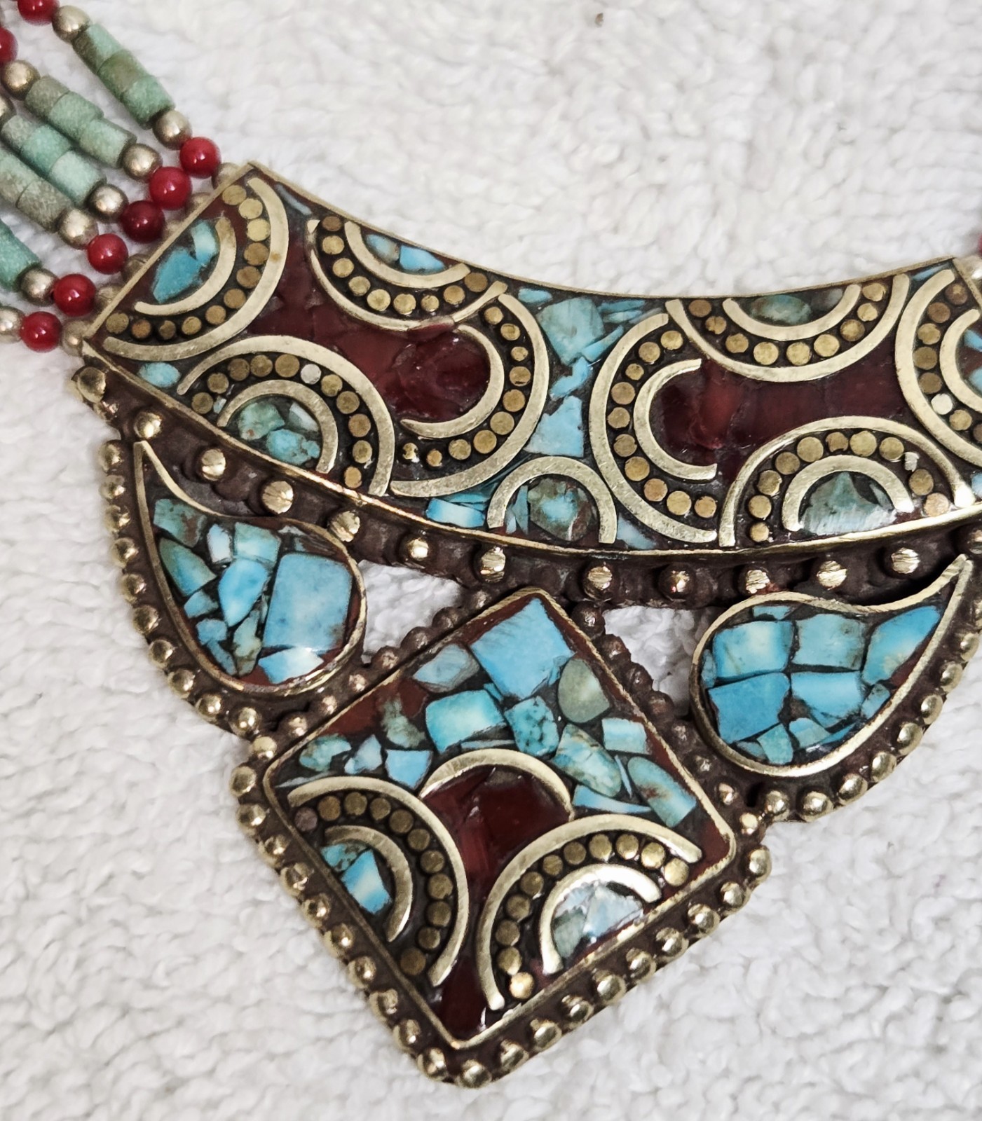 Vintage Nepal Tibetan Necklace Turquoise Tibetan Ethnic Coral Statement Piece