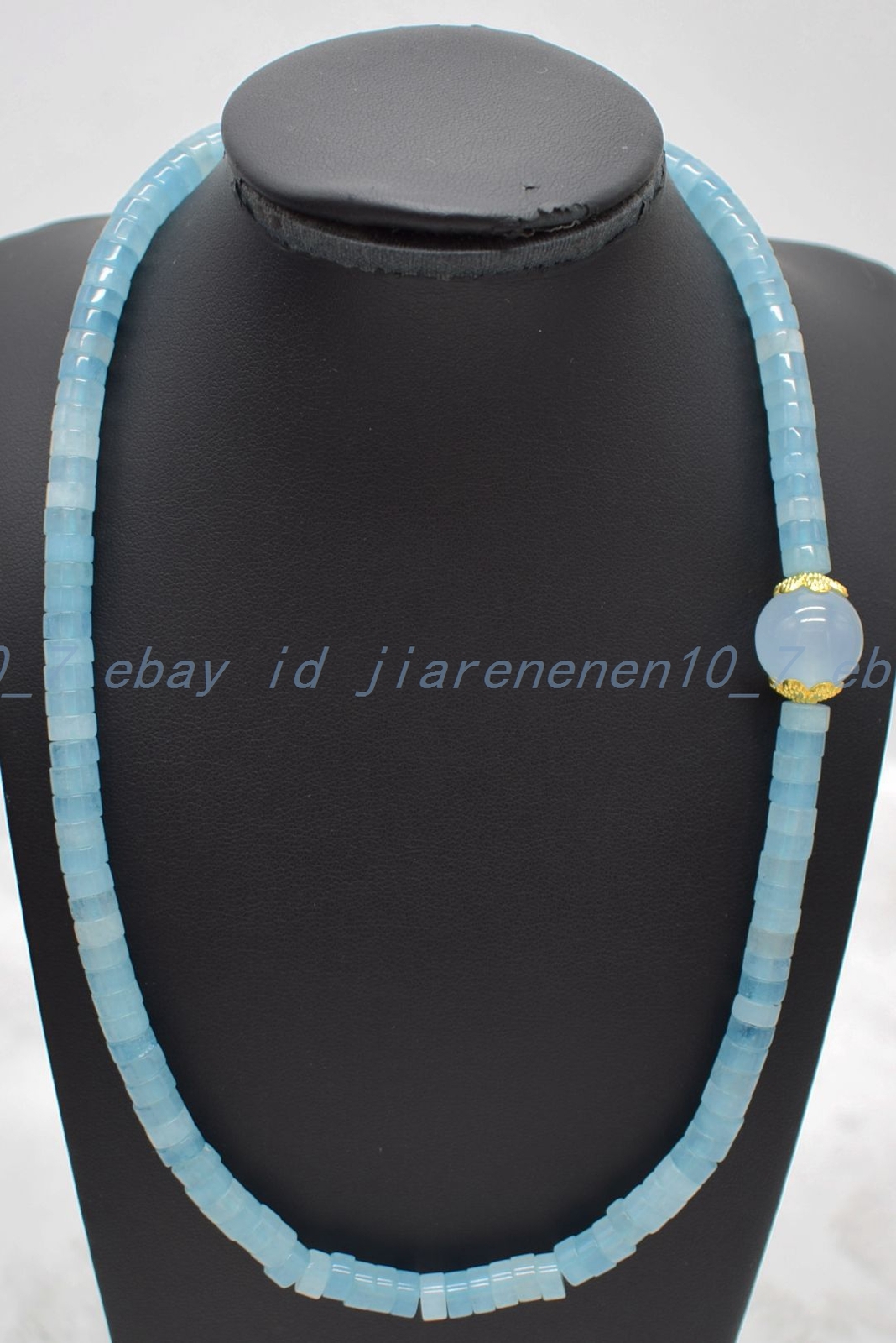 Fashion 3X6mm Blue Aqumarine Cylindrical Beads Gemstone Necklace 18-28″