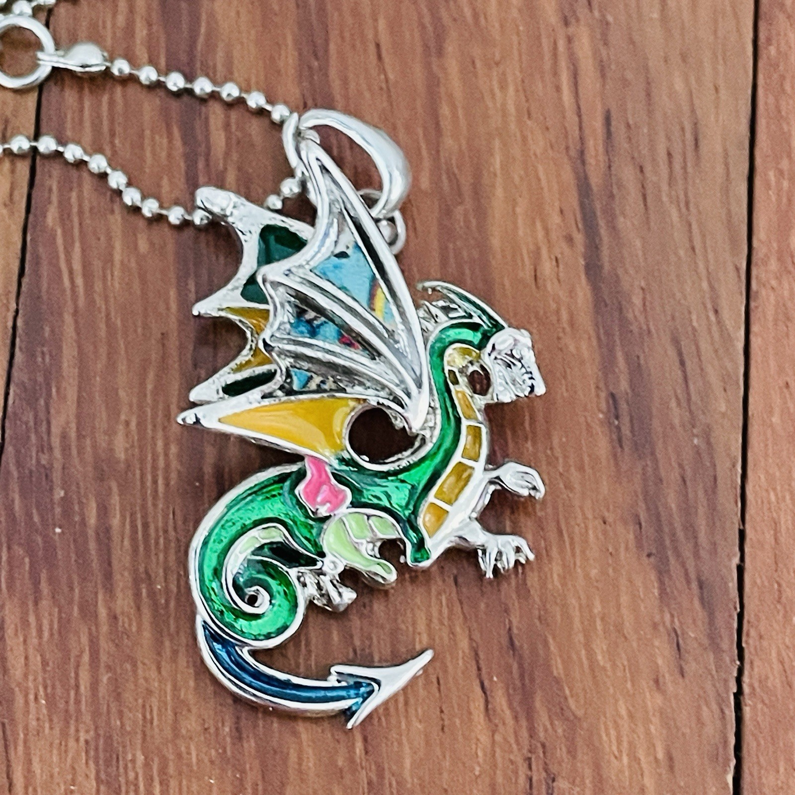 Adult Jewels Dragon Necklace Enamel Flying Gothic 16″ Festival Fantasy NEW