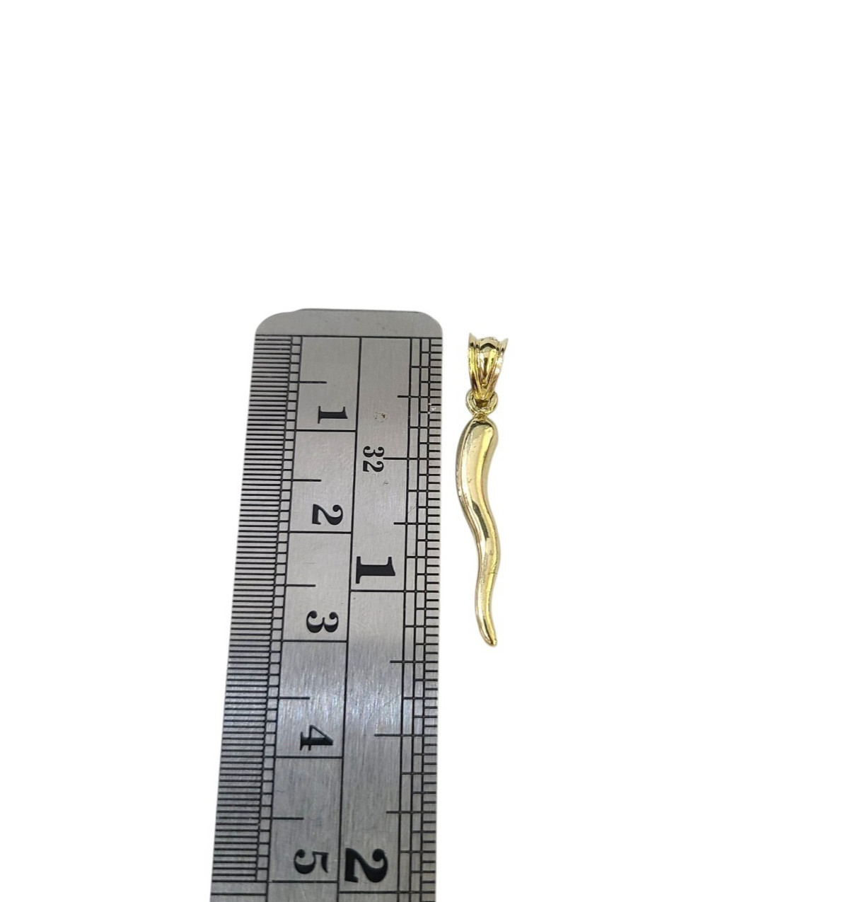 10K Yellow Gold Franco Chain Italian Horn Pendant 1mm 16 18 20 22 24 Women Men