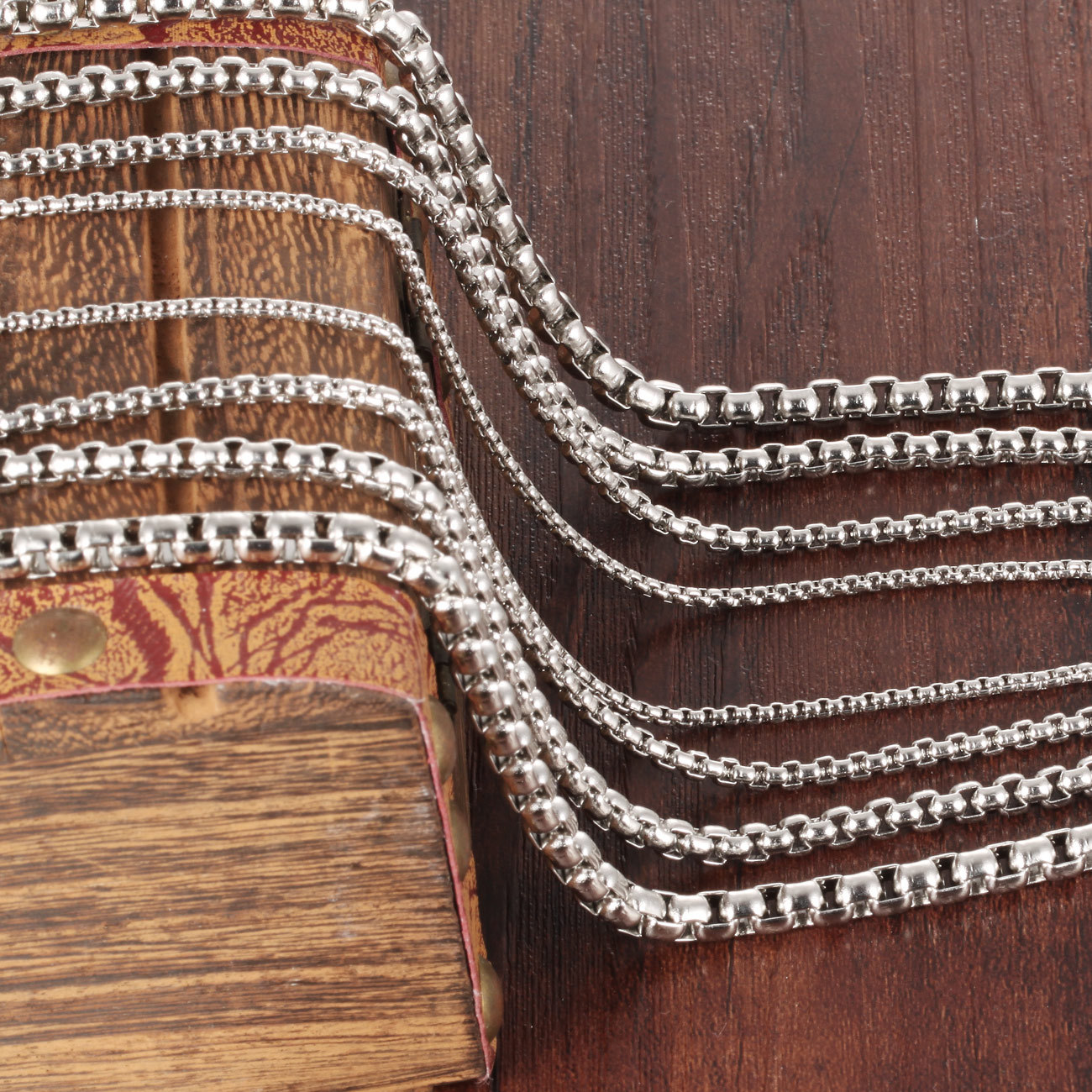 18-32” Lot 5x Silver Fashion Stainless steel Chains Round Rolo chain Necklace
