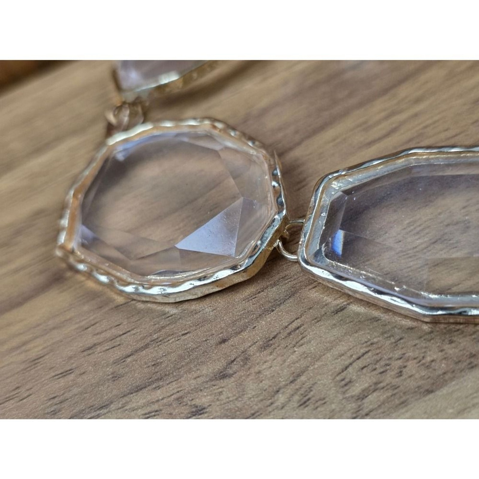 Unbranded Geometric Hexagon Link Necklace Clear Gold Excellent Statement Modern