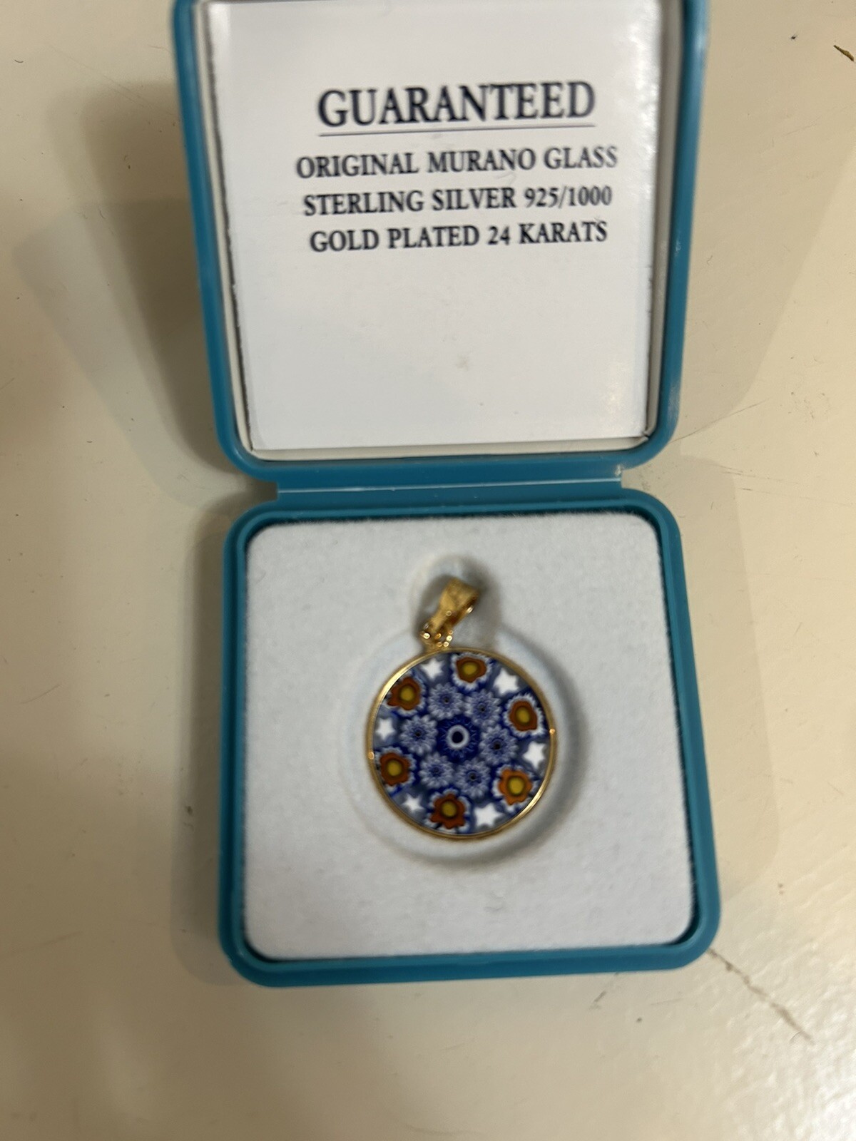 Murano Pendant , Gold Plated 24 Karats / New With Box