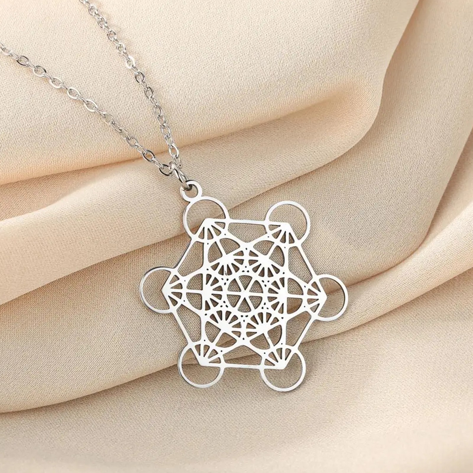 Metatron’s Cube Pendant & Necklace Sacred Geometry Silver or Gold SS