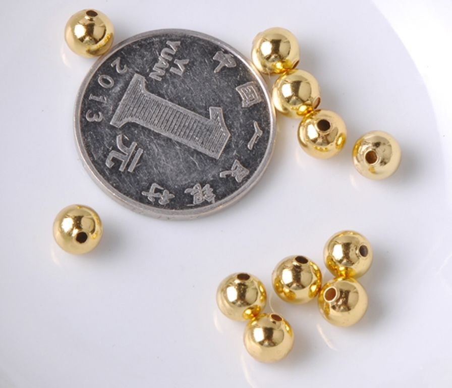 10PCS – HOT SALE Pure 14K Yellow Gold Beads / 3mm Lucky DIY Loose Beads Pendant