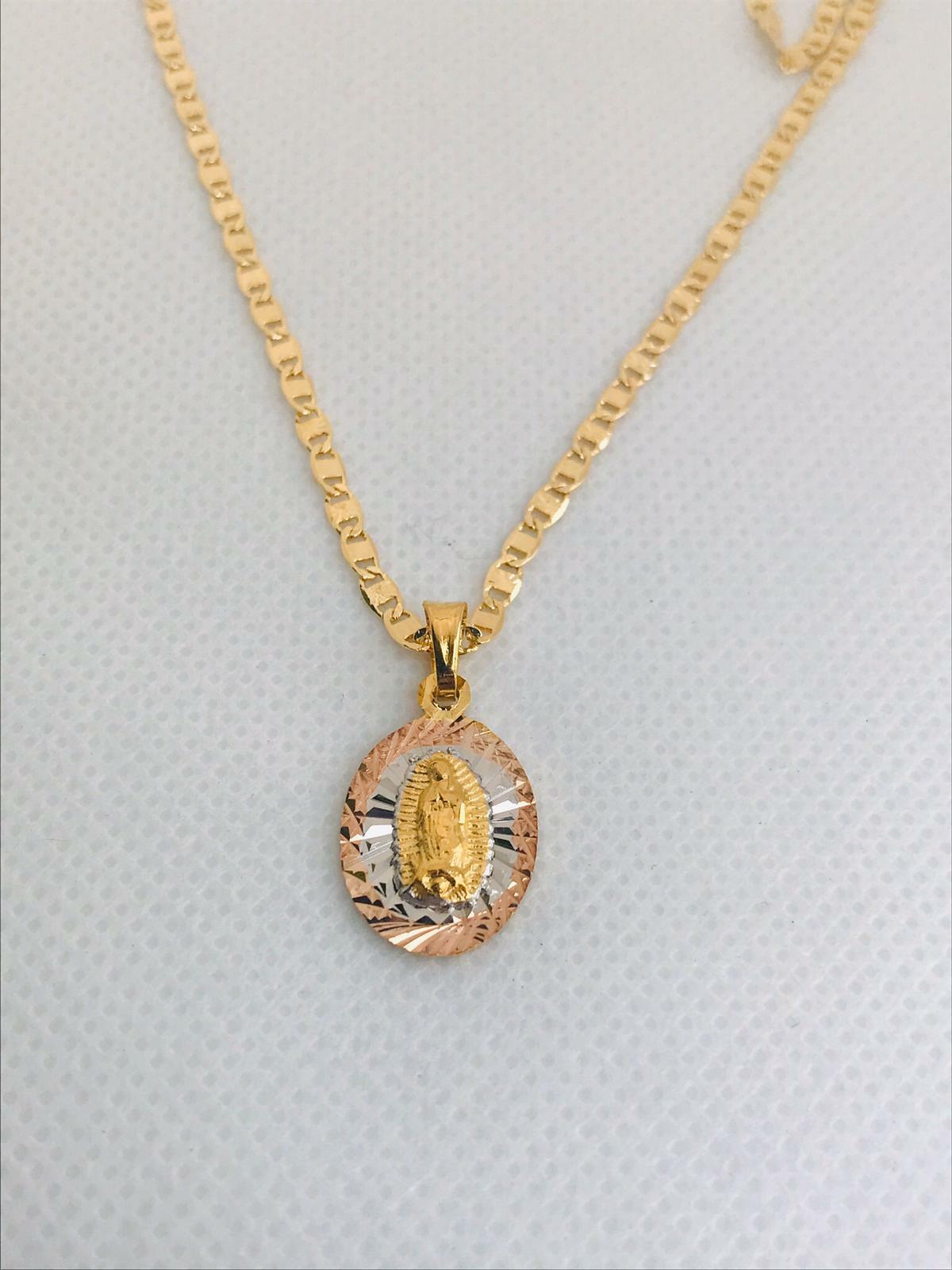Cadena y Medalla de Guadalupe para Mujer Oro Laminado, Virgin Guadalupe Necklace