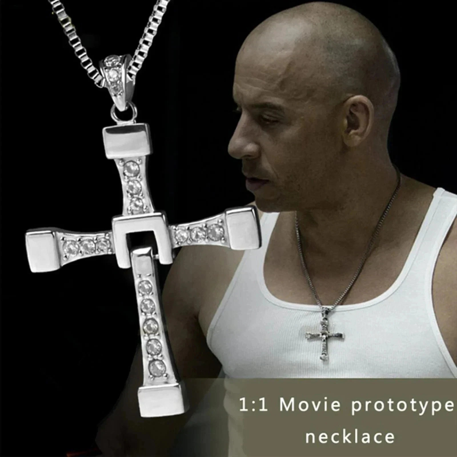 Dominic Toretto Fast and Furious Cross Pendant Necklace Vin Diesel Necklace Men*