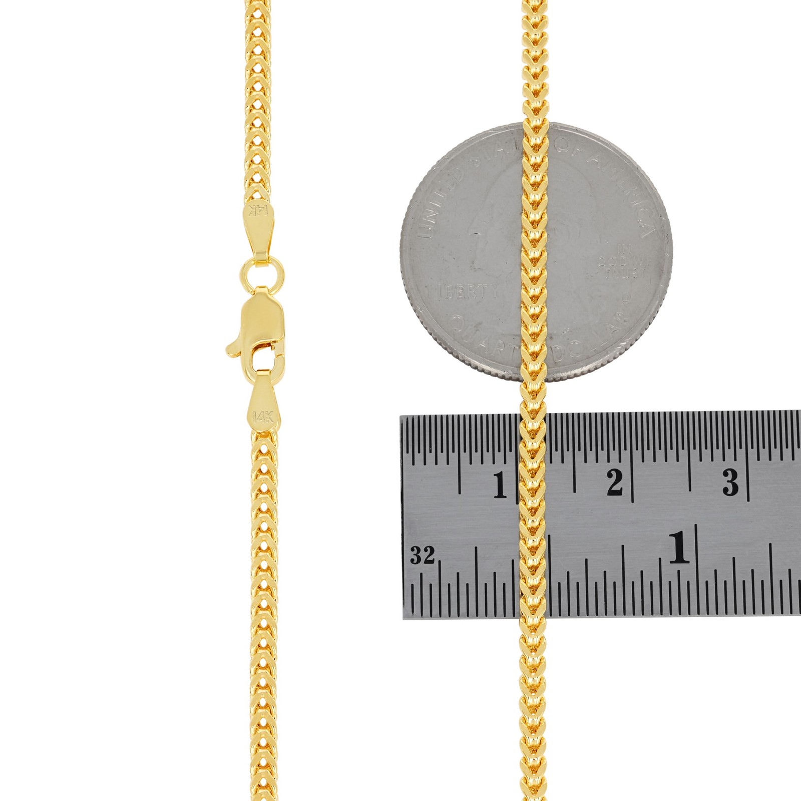 14k Yellow Gold 2.5mm Franco Box Square Wheat Foxtail Bracelet Chain Mens 8″