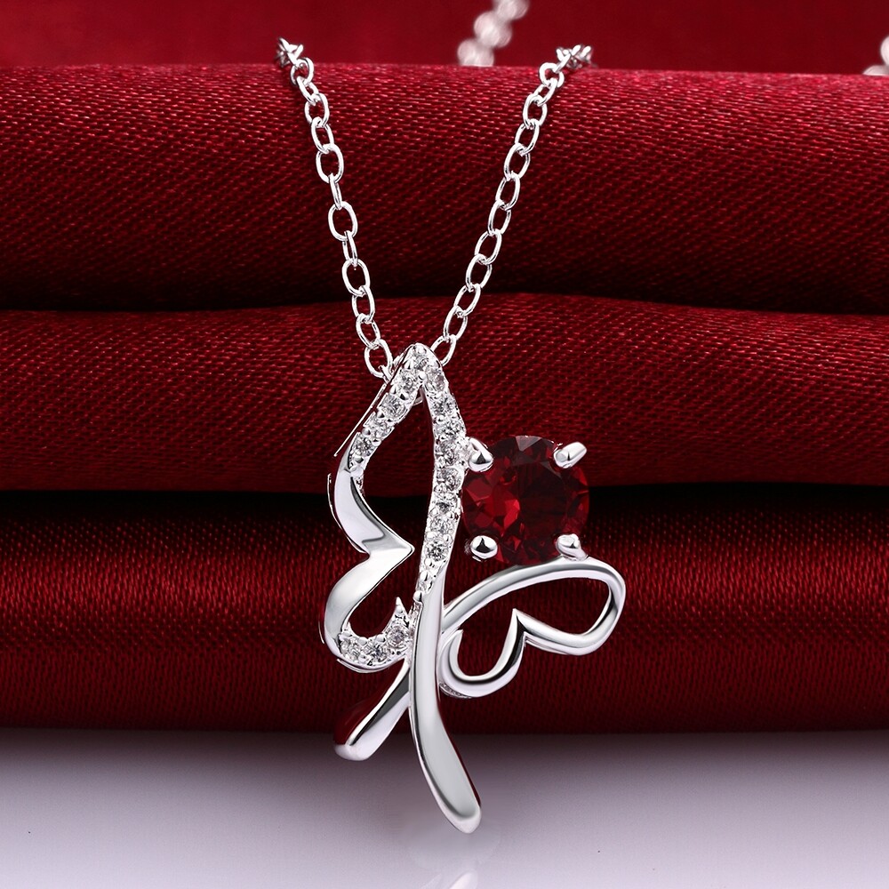 Chic 925 Sterling Silver Filled SF Flower CZ Pendant Necklace N-A780