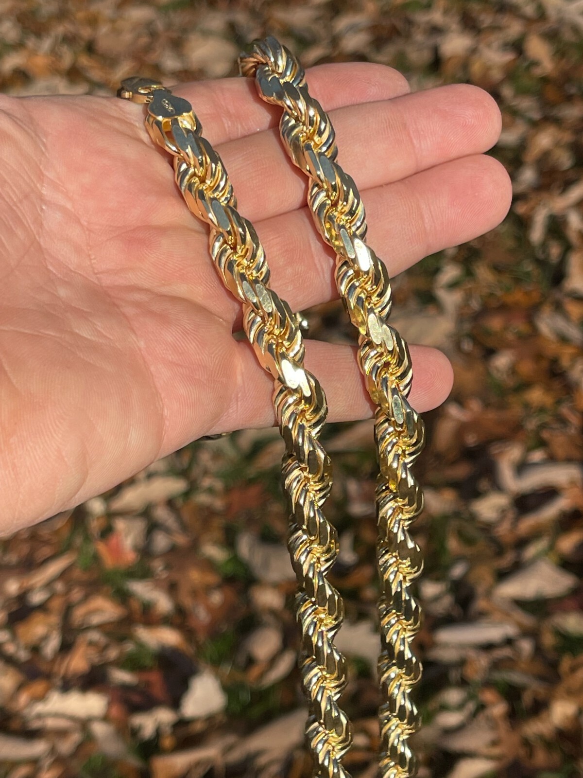 11mm Thick Mens Rope Chain 14k Gold Over Real Solid 925 Sterling Silver Necklace