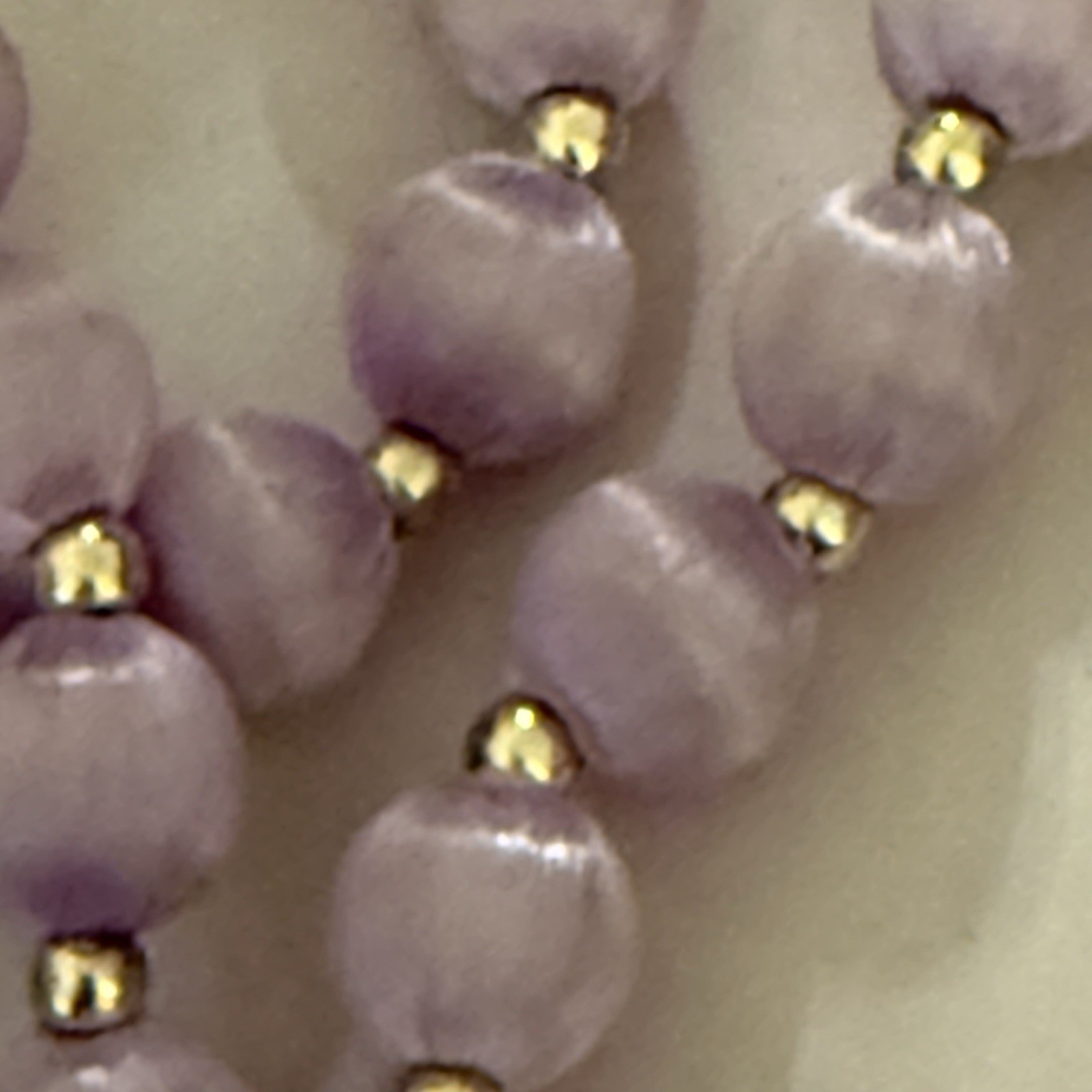 Silk Satin Wrapped Beads Lavender Purple With Gold Tone Bead Separator