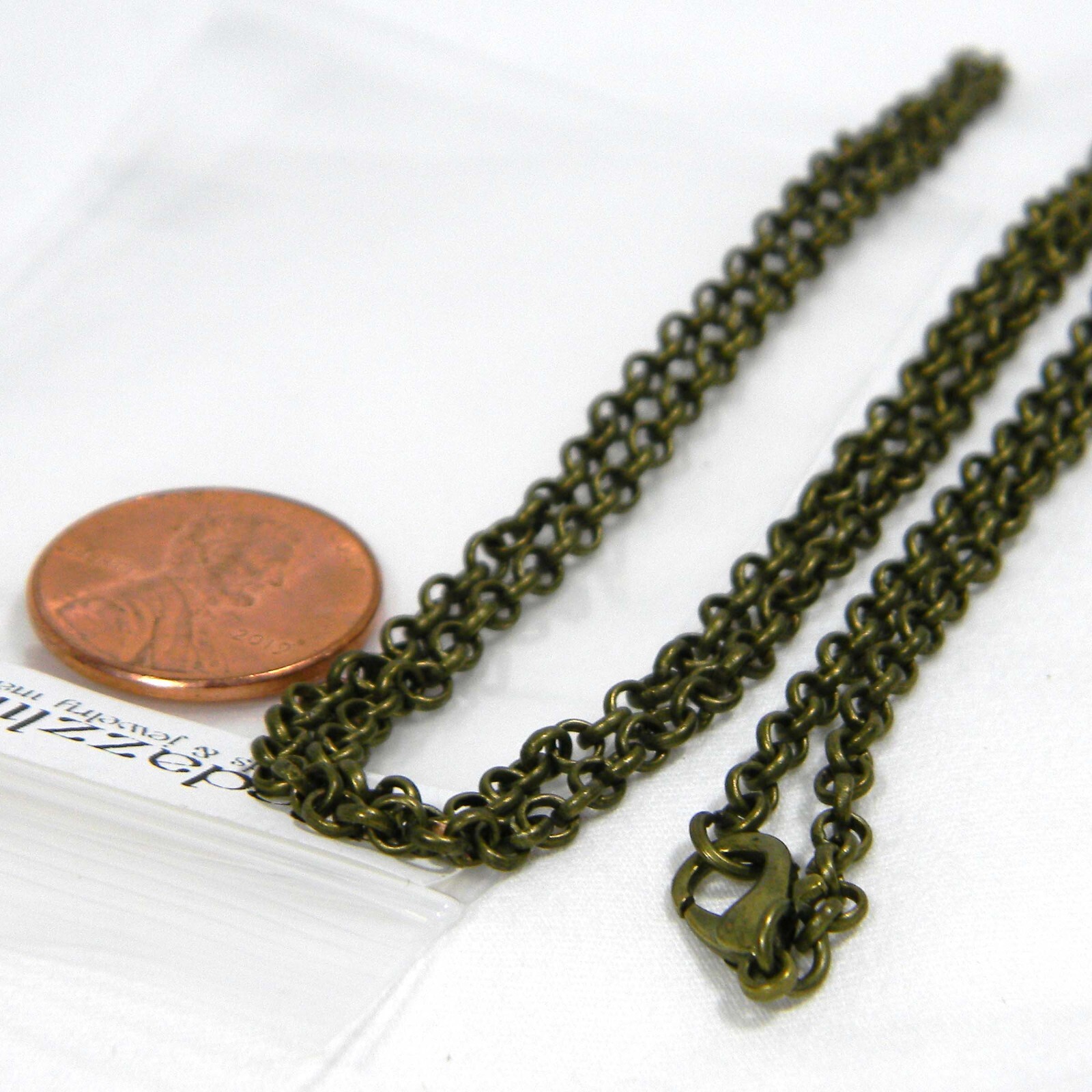 5 Iron 23 1/2 inch Antiqued Rolo Plain 3mm Thick Chain Necklaces w/Lobster Clasp