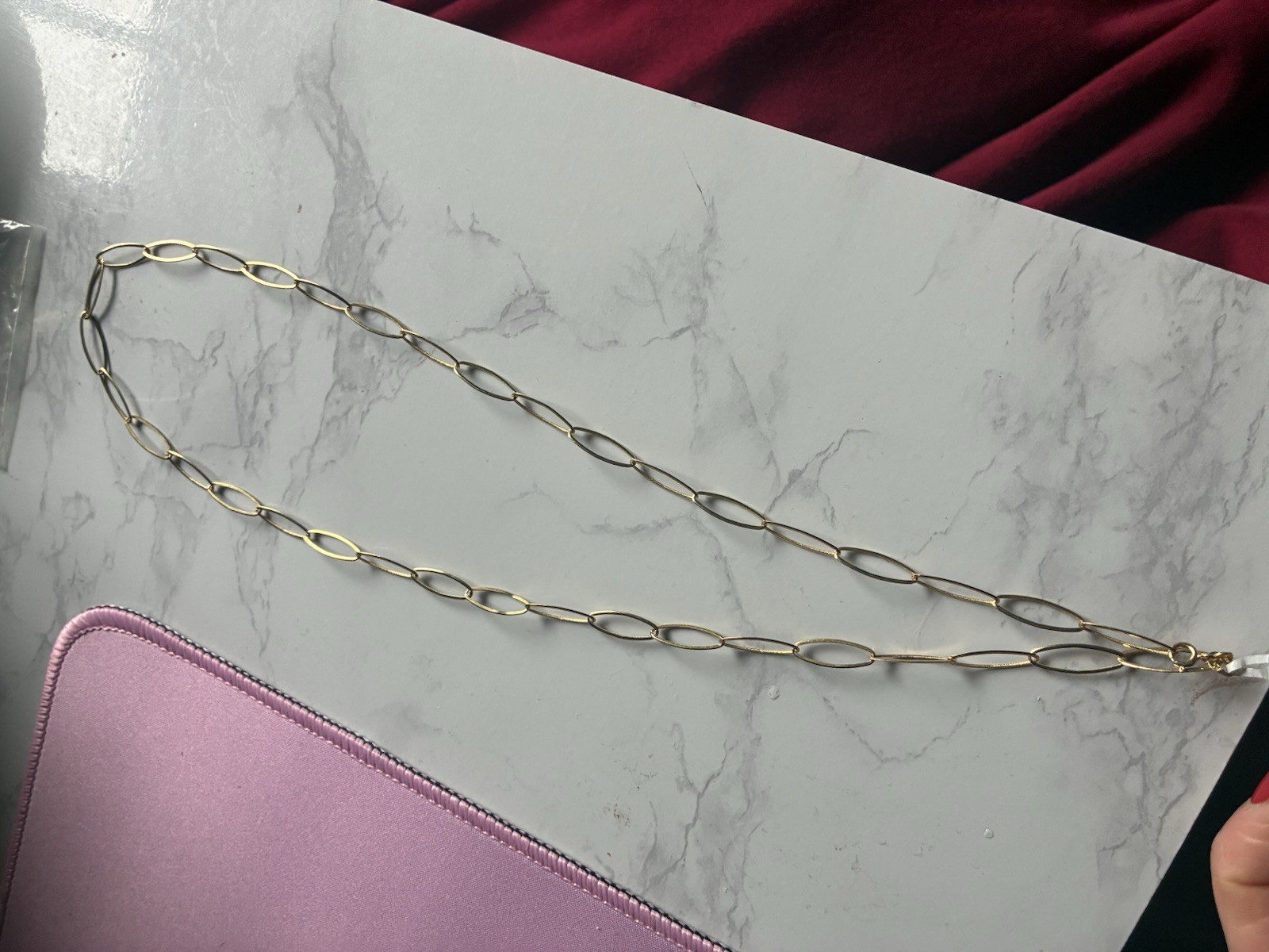 Macy’s Gold-Tone Yellow Gold 24k Oval Link Chain Necklace 24 in Italy