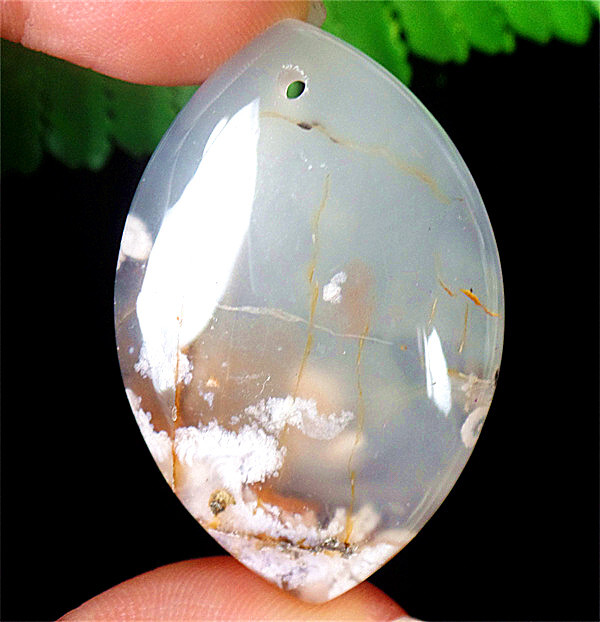47x32x7mm Natural Cherry Blossom Agate Healing Marquise Pendant Bead DY3703