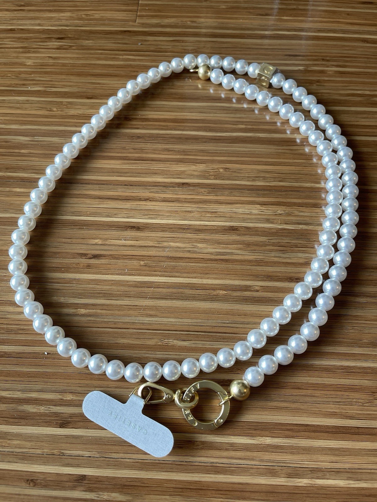 White Faux Pearl Layered Double Strand Beaded Necklace Gold-Tone Toggle