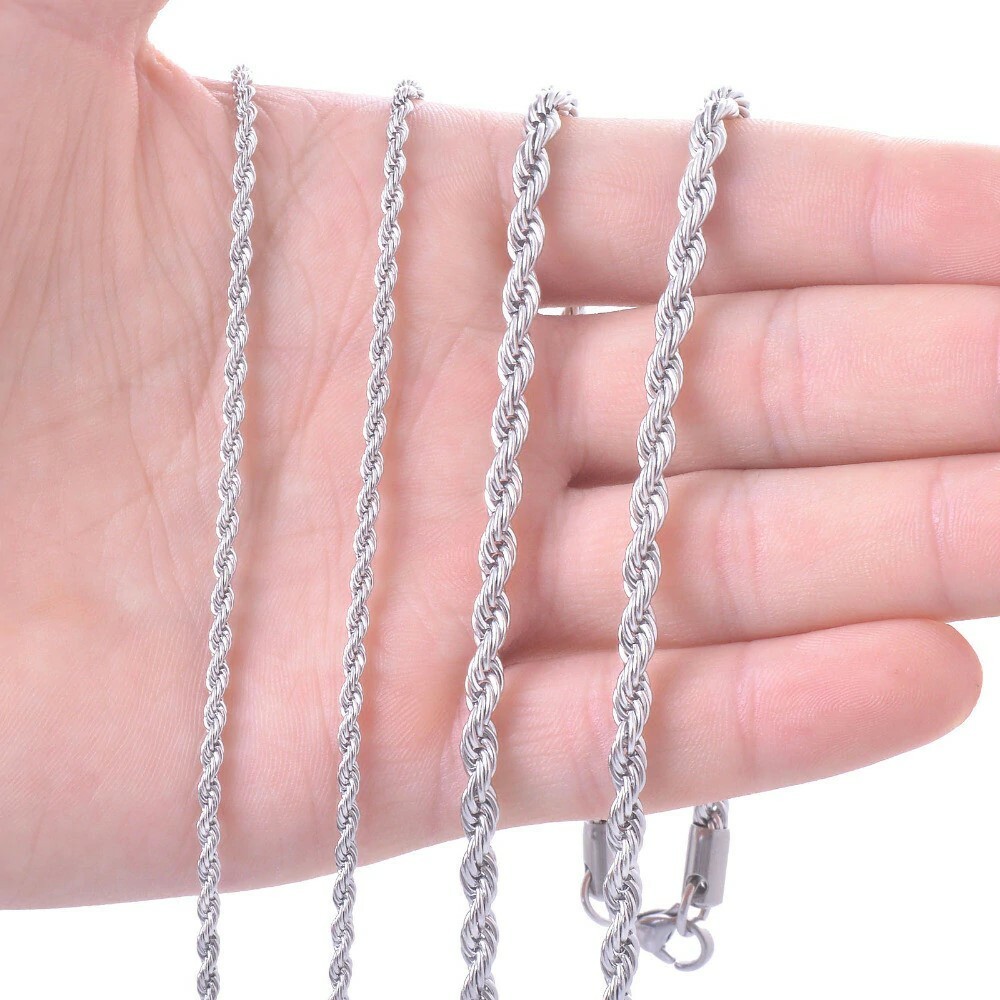 0Stainless Steel 16 Inch 2.2 mm Rope Necklace