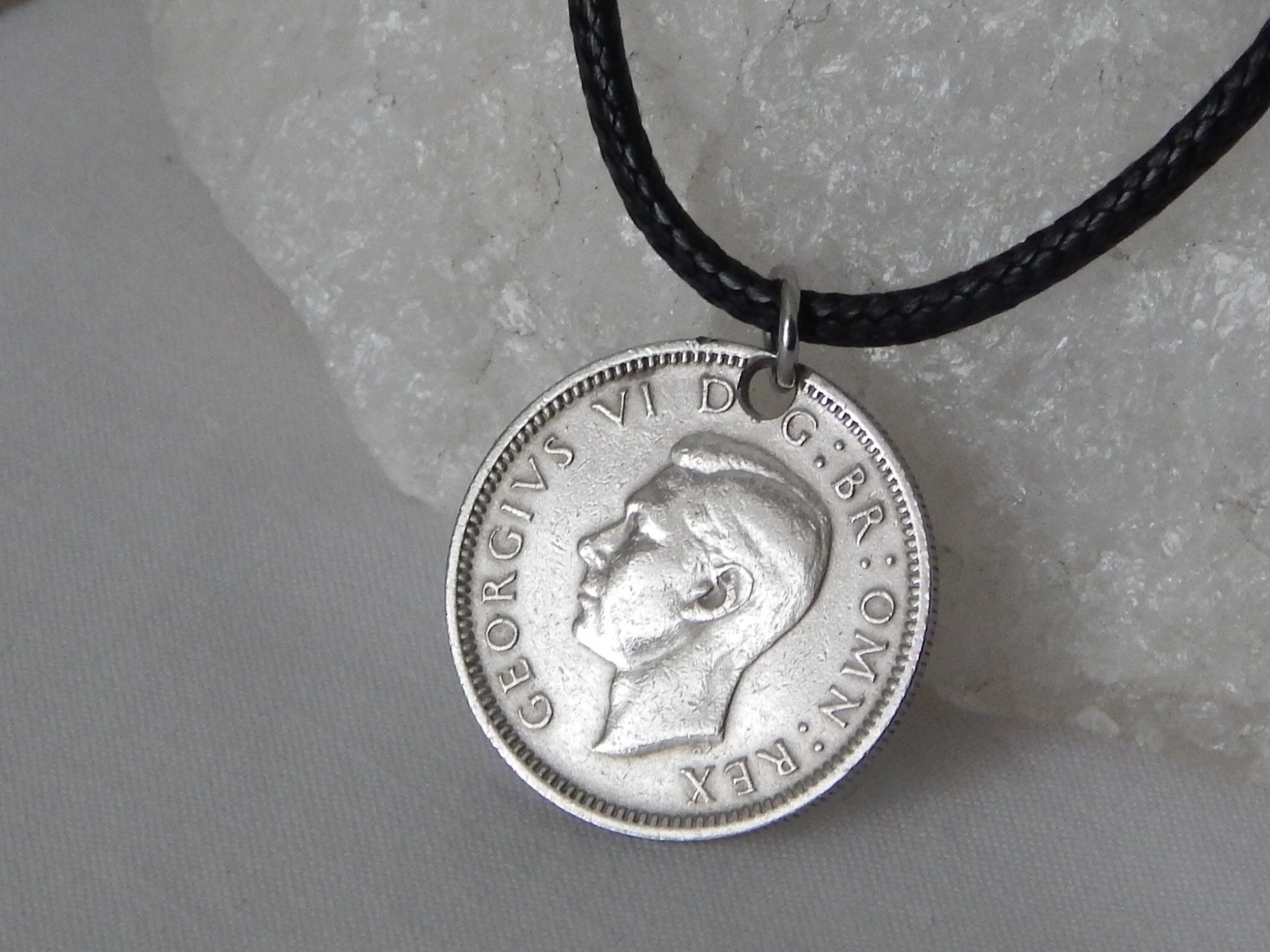 Antique 1949 Great Britain 6 Pence Coin Pendant Necklace #222